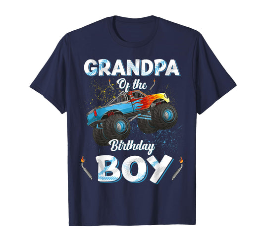 Grandpa Of The Birthday Boy Monster Truck Bday Men Grampy T-Shirt