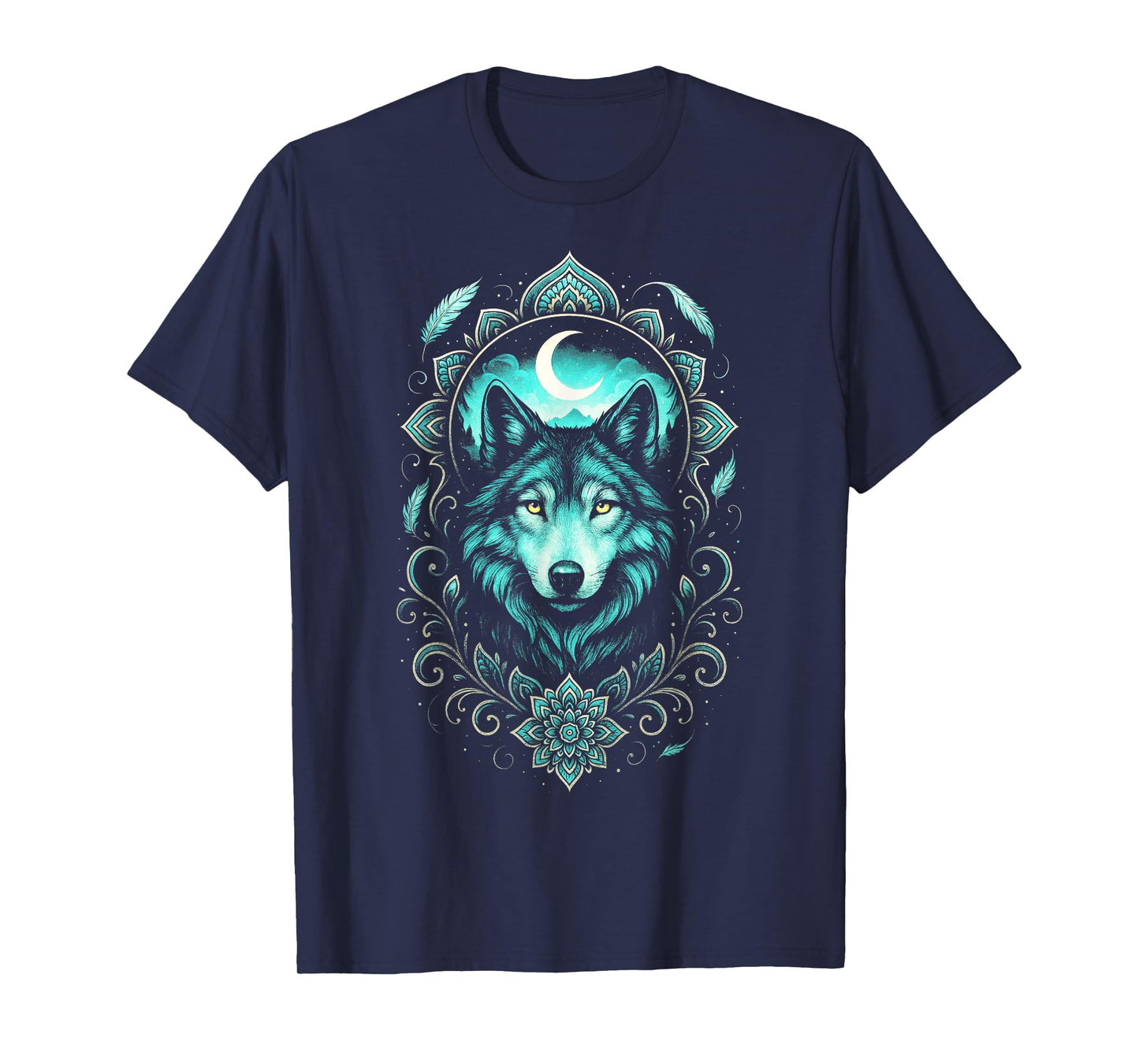 Wolf Nature Mystical Bohemian Tribal Fantasy T-Shirt