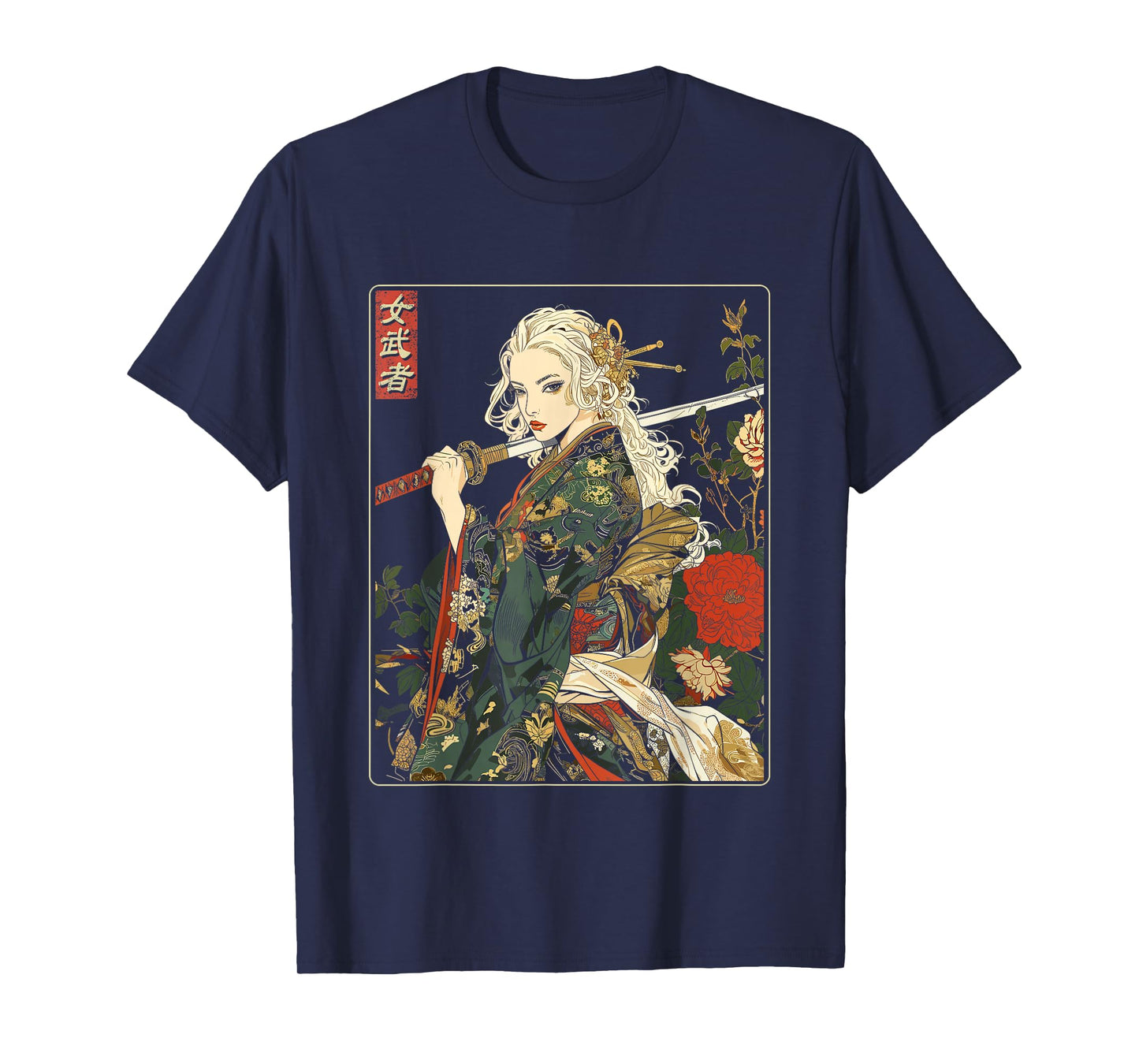 Japanese Gothic Samurai Art Woman With Katana Sword T-Shirt