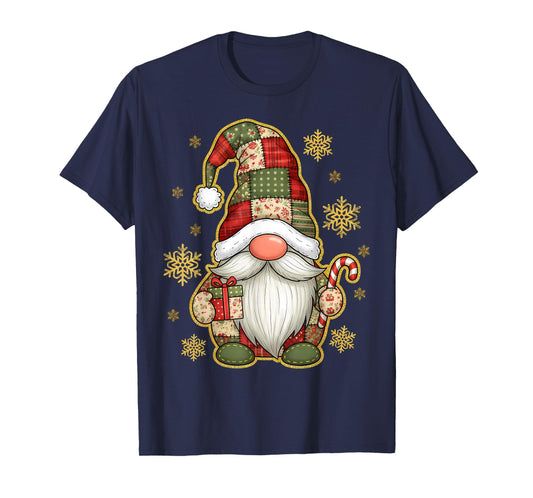 Patchwork Gnomes Merry Christmas Candy Cane Xmas Men Women T-Shirt