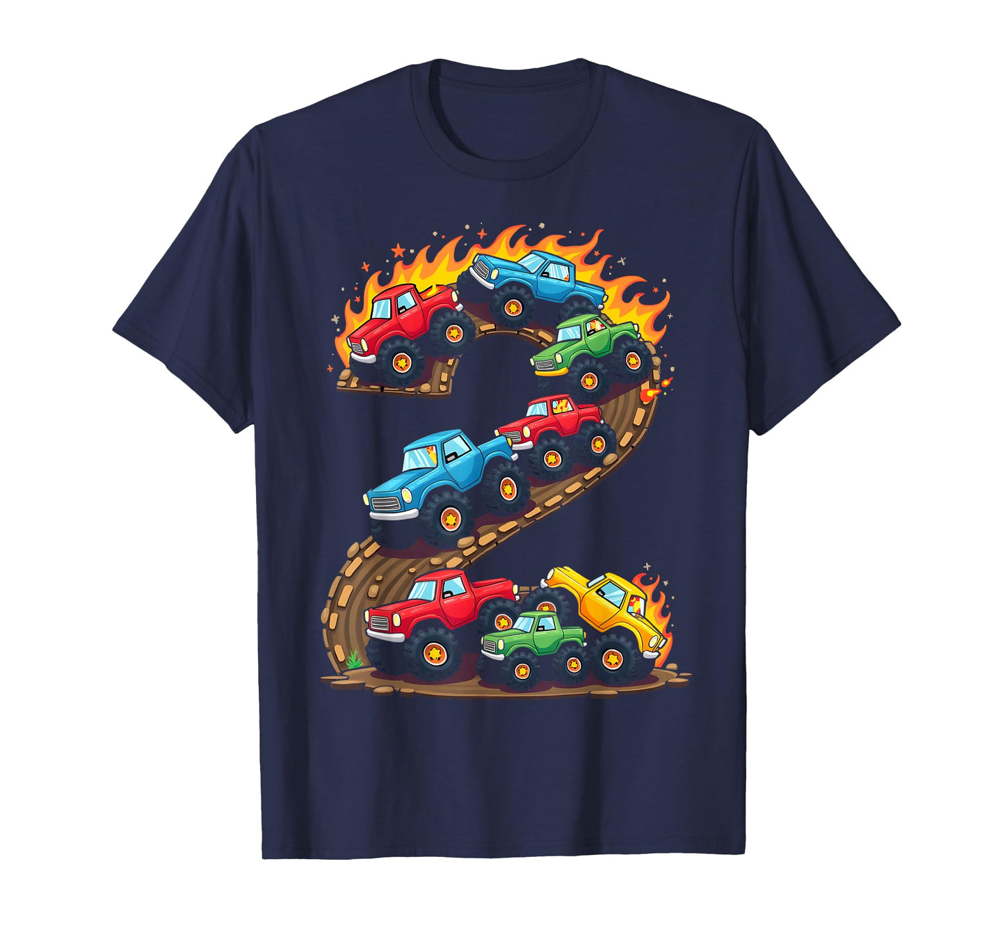 2 Year Old Monster Truck Boy Toddler 2nd Birthday Party T-Shirt
