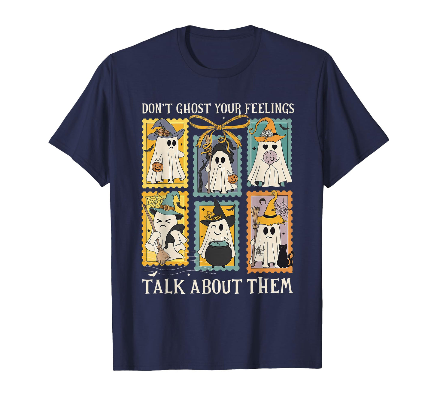 Retro Halloween Mental Health Don't Ghost Your Feelings T-Shirt
