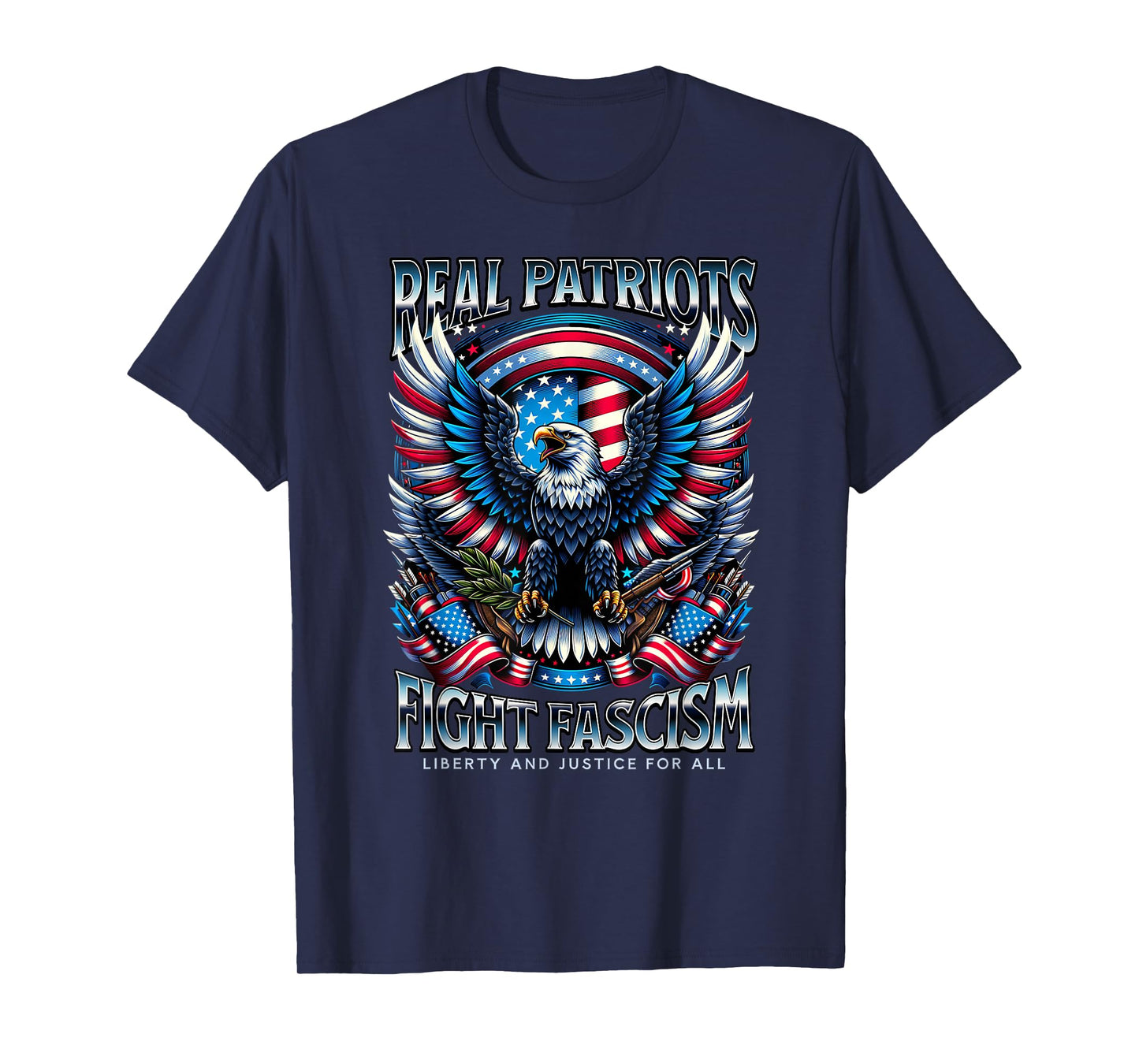 Real Patriots Fight Fascism Eagle USA T-Shirt