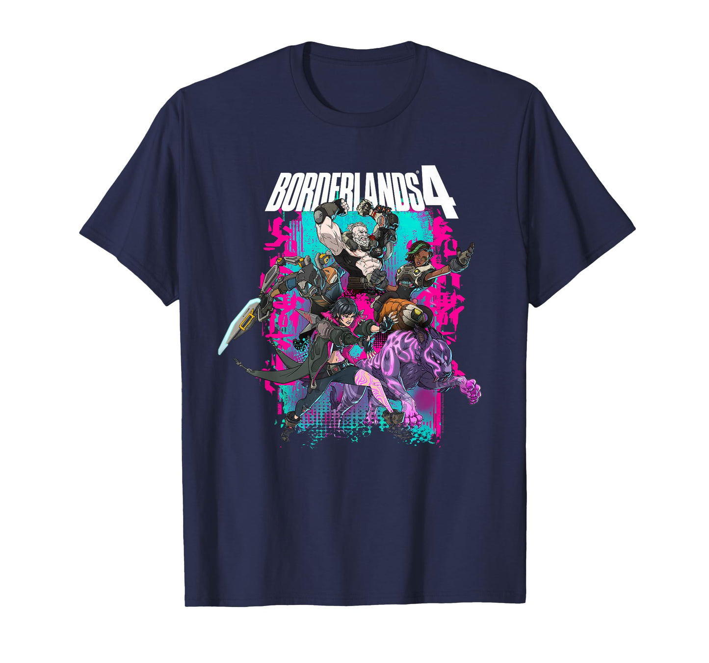 Borderlands 4 Colorful Heroes Collage Graffiti Video Game T-Shirt