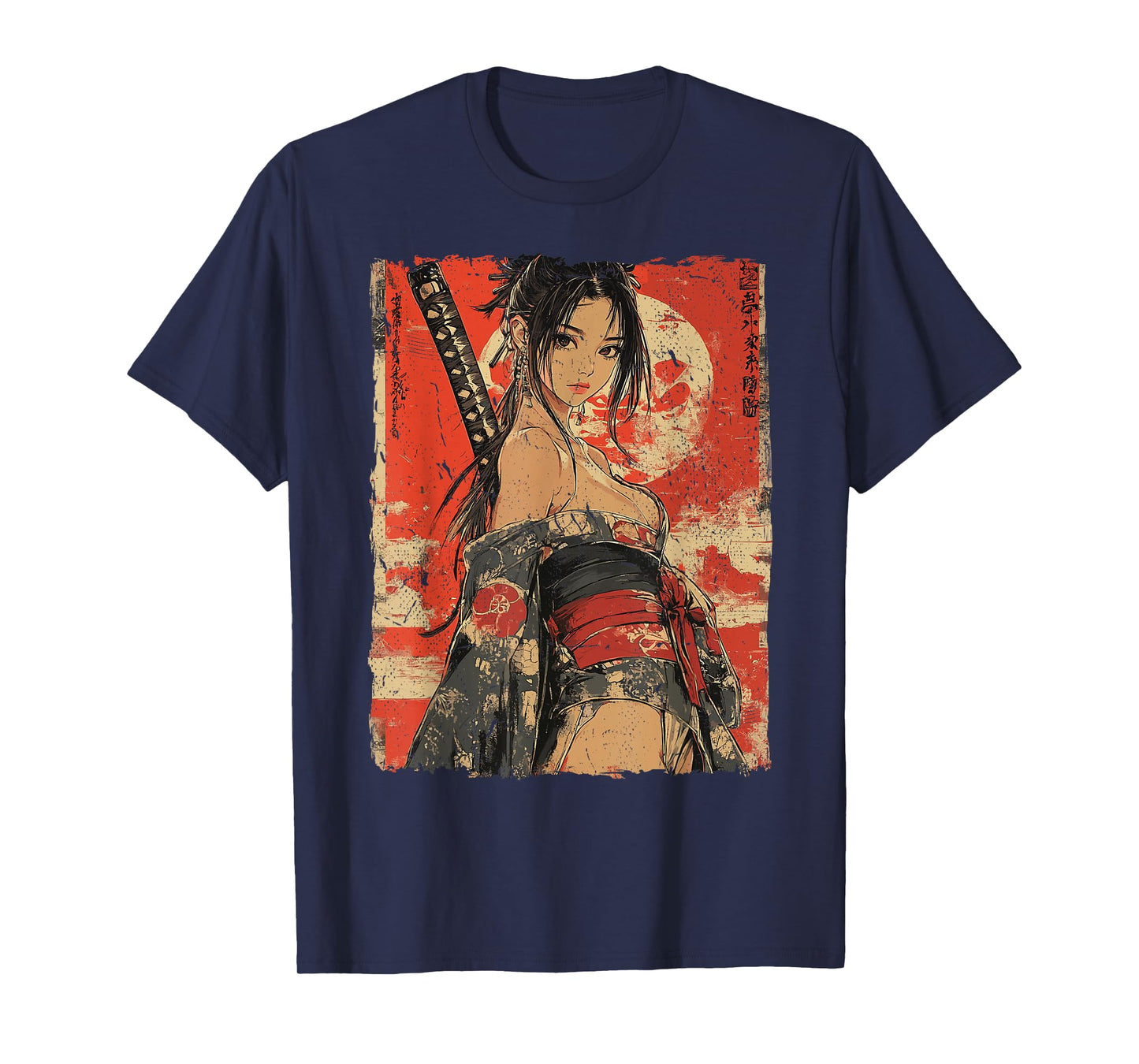 Samurai Warrior Waifu Girl Japanese Ukiyo-e Manga Samurai T-Shirt