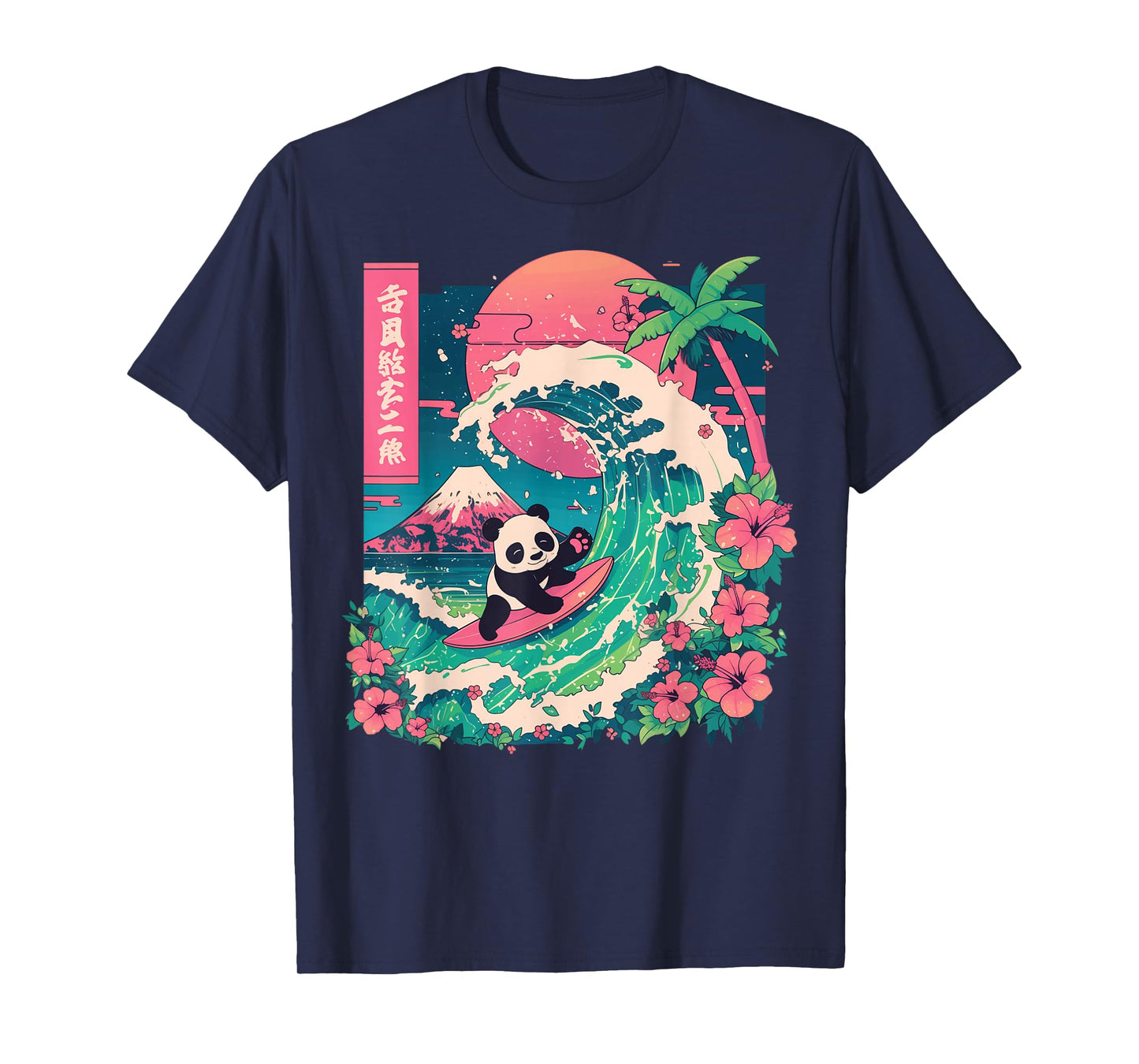 Panda Surfing Japanese Wave Great Wave T-Shirt