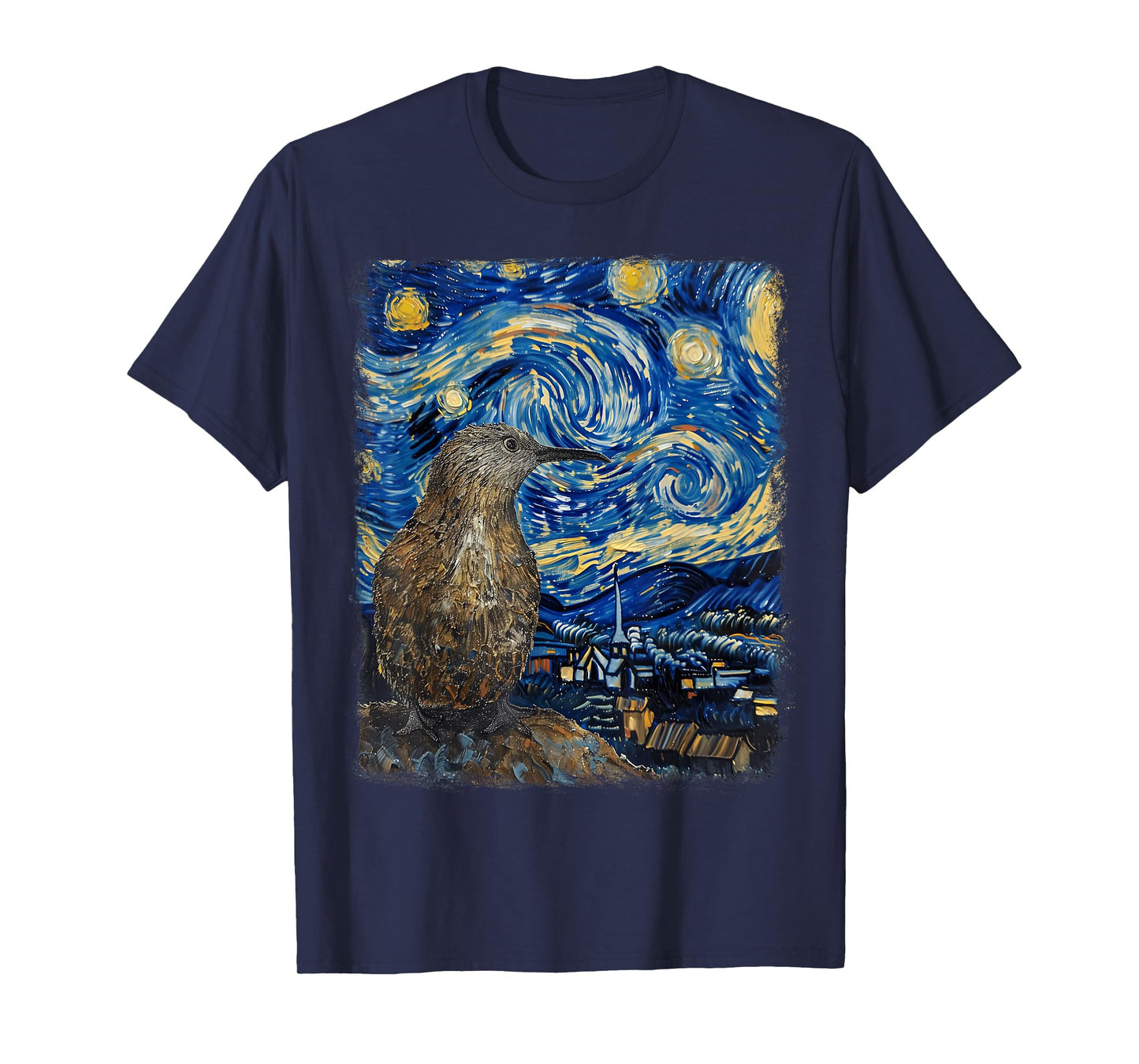 Kiwi Bird New Zealand Starry Night Painting T-Shirt