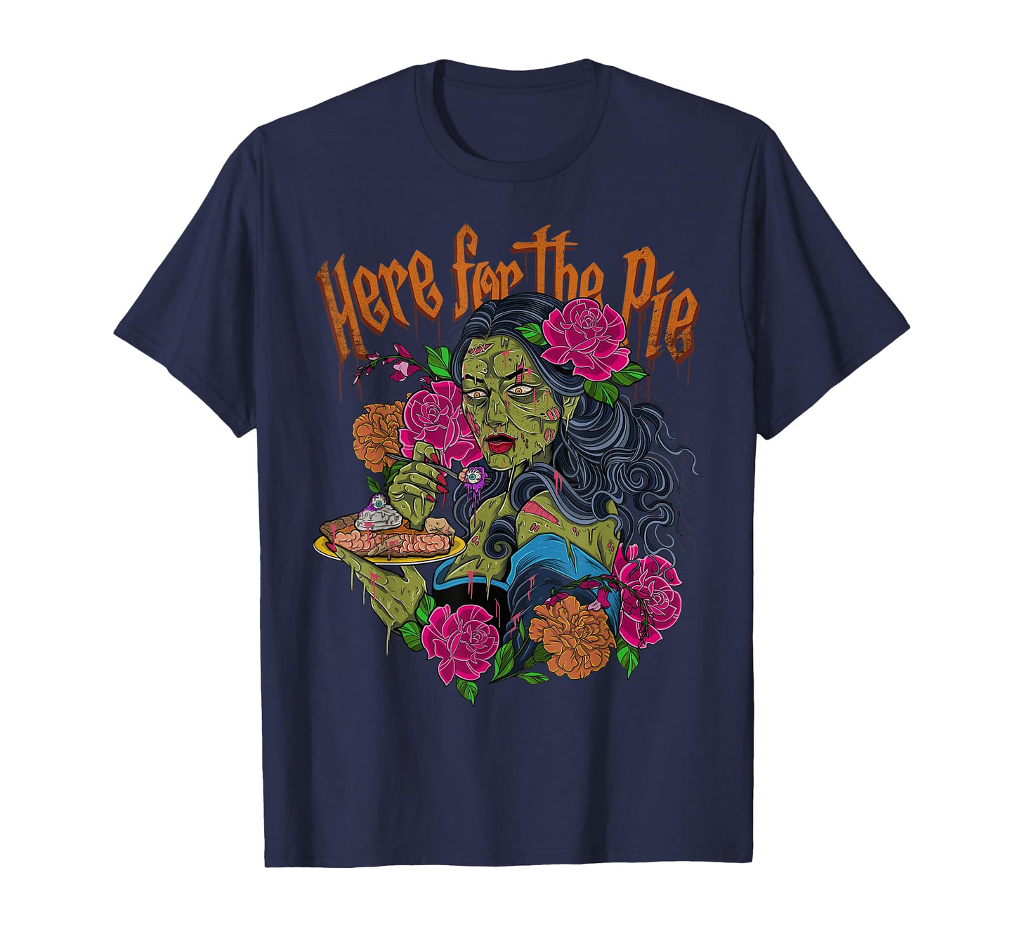 Vintage Retro Here for The Pie Zombie Girl Graphic Tee T-Shirt