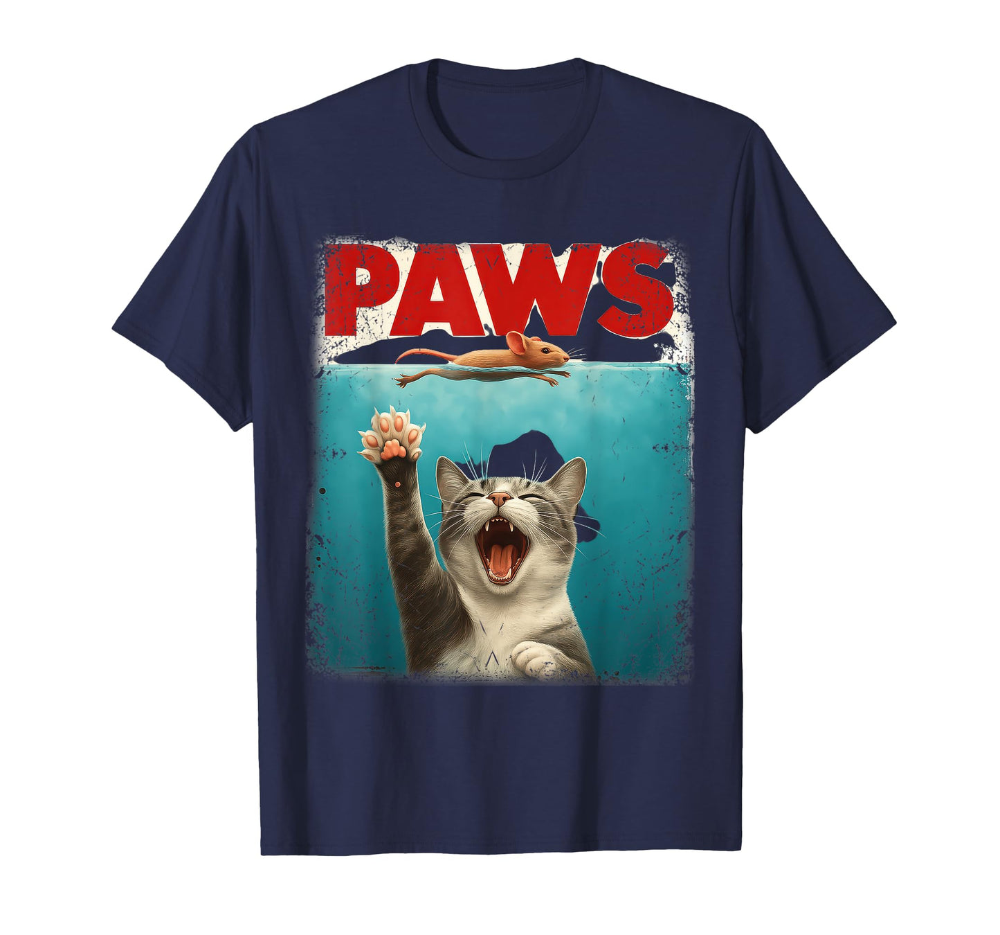 PAWS Parody Cat Mouse Humorous Cat Chasing Mouse Kitten T-Shirt for Men Women Kids