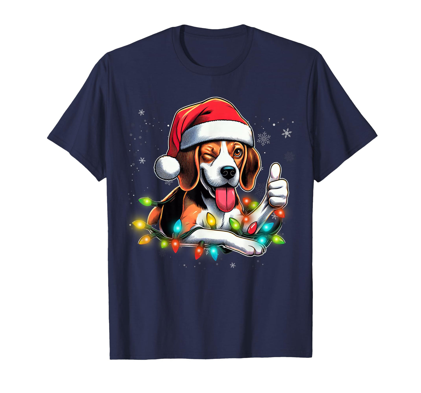 Beagle Christmas Tree Lights, Funny Dog Santa Pajama, Women T-Shirt