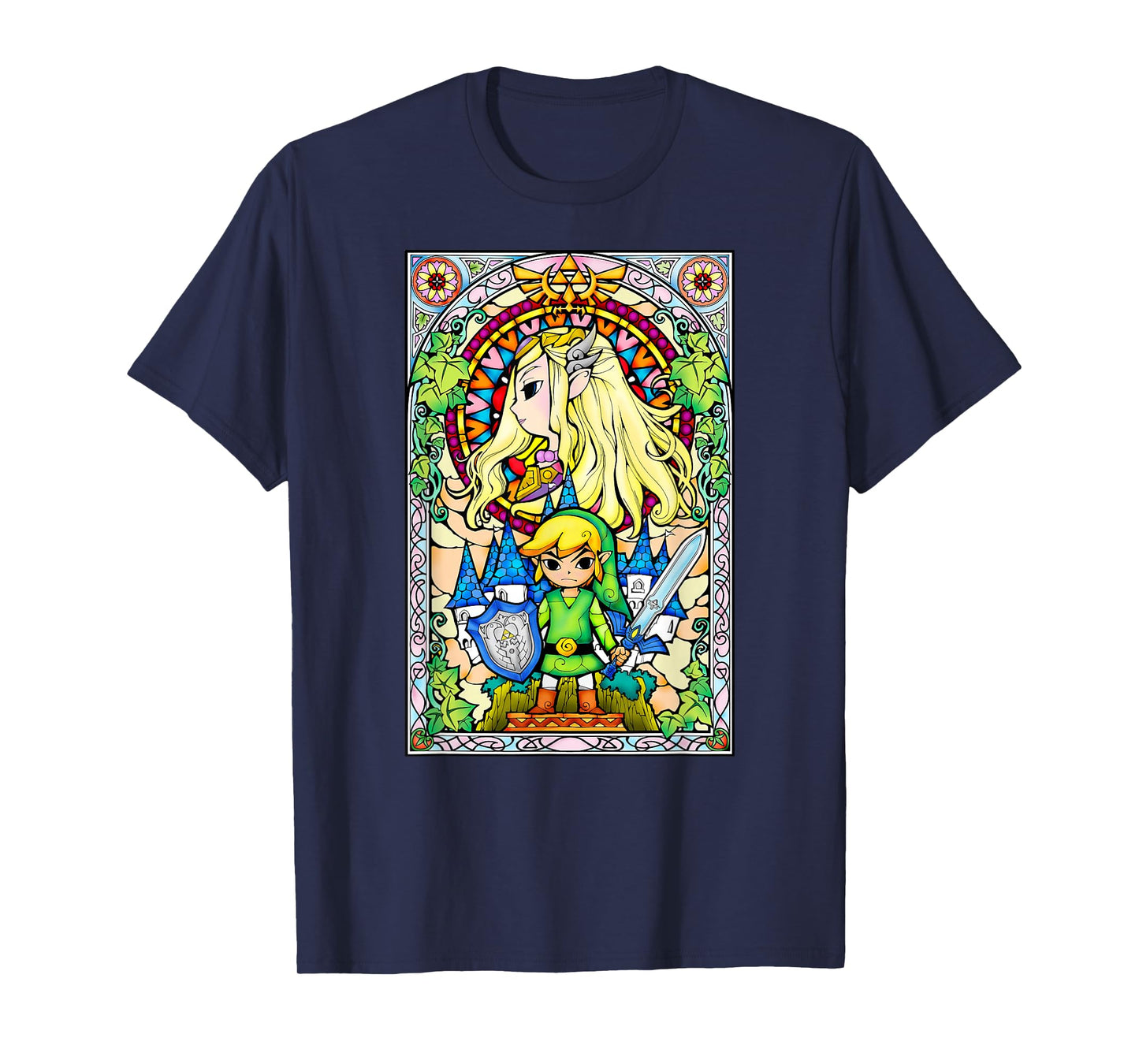 Legend Of Zelda Wind Waker Stained Glass Graphic T-Shirt T-Shirt