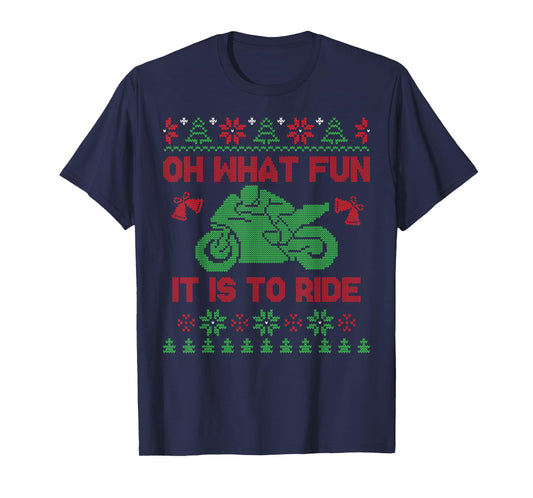 Oh What Fun It Is To Ride Xmas Ugly Motocross Christmas T-Shirt
