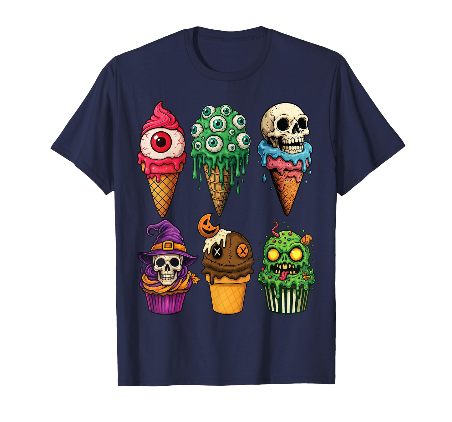 Halloween Ice Cream & Cupcake Monsters Funny Horror Scary T-Shirt
