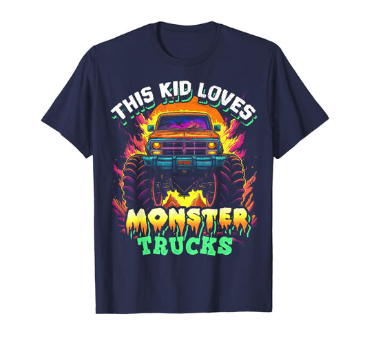 Monster Truck for Toddlers, Kids Monster Truck Vintage Retro T-Shirt