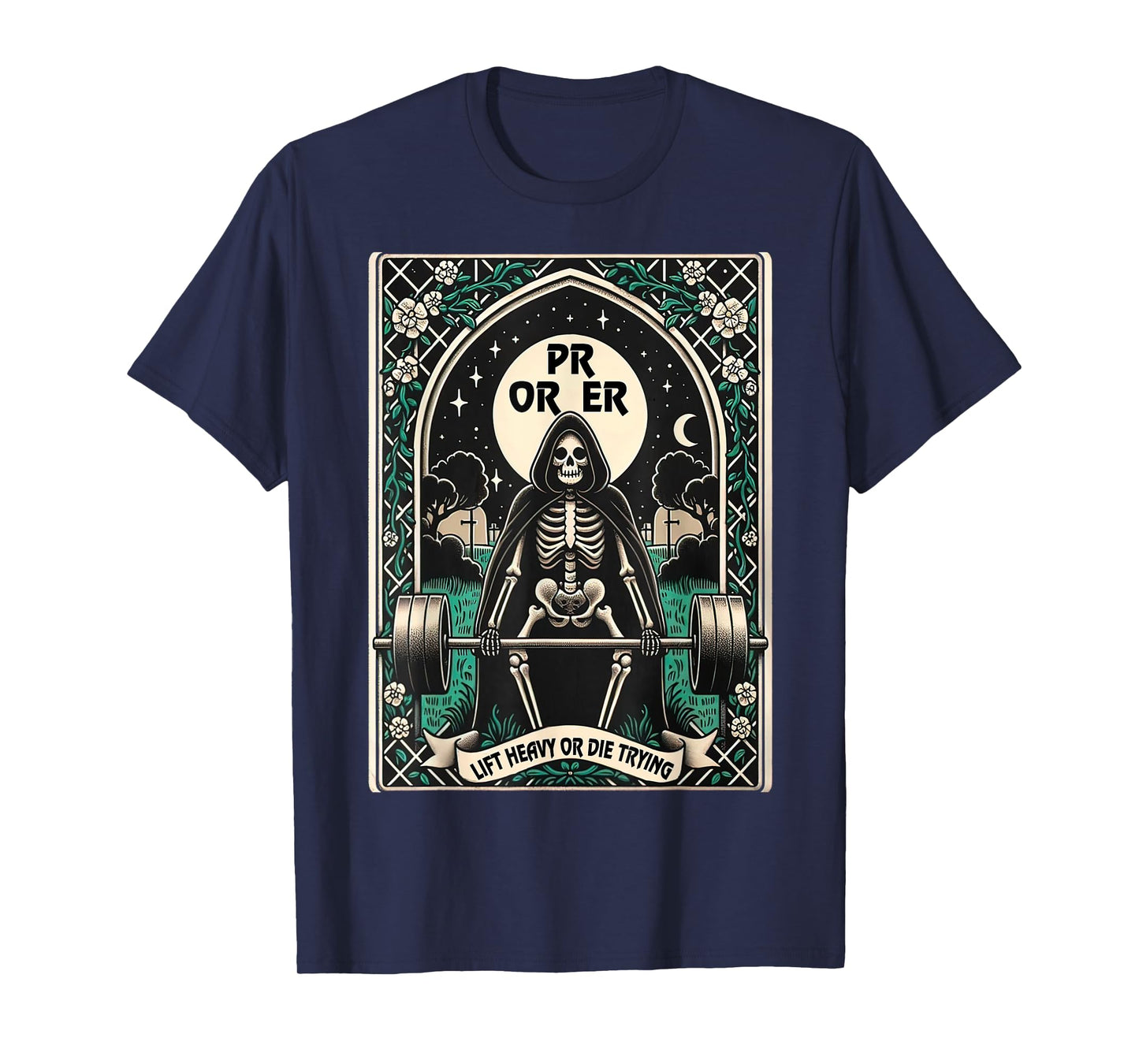 Skeleton Gym, Halloween Pump Cover, PR OR ER Card Tarot Tee T-Shirt