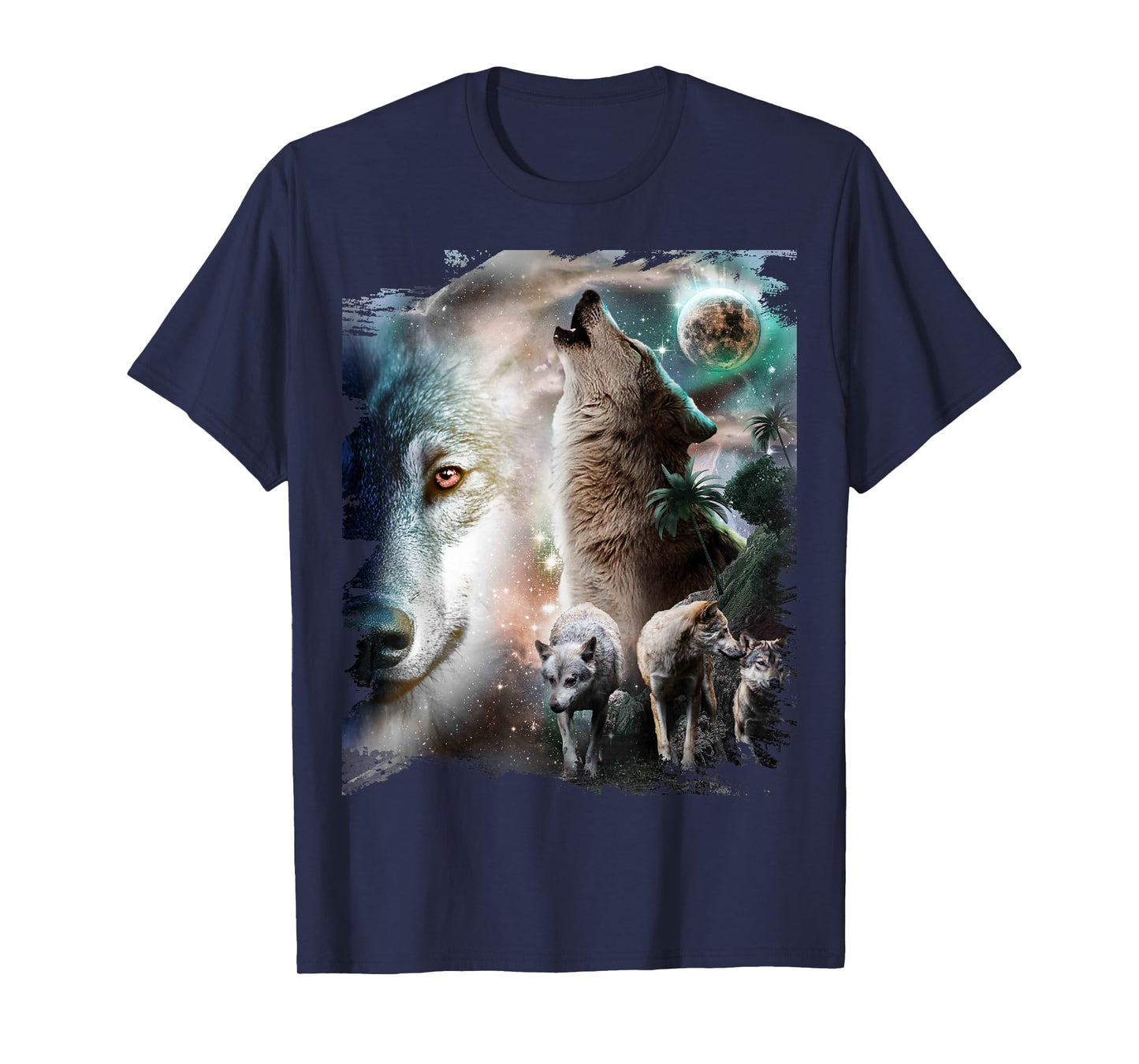 Space Wolves Wolf Howling At Moon T-Shirt