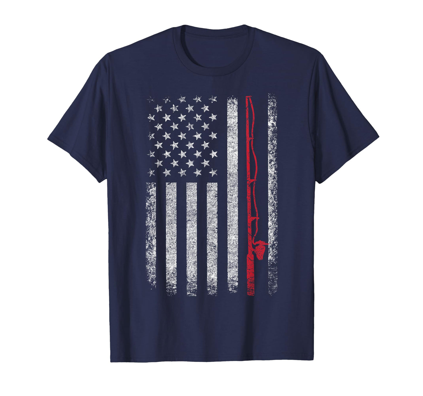 American Flag Fishing Rod Fishing Lover Vintage Fisherman T-Shirt