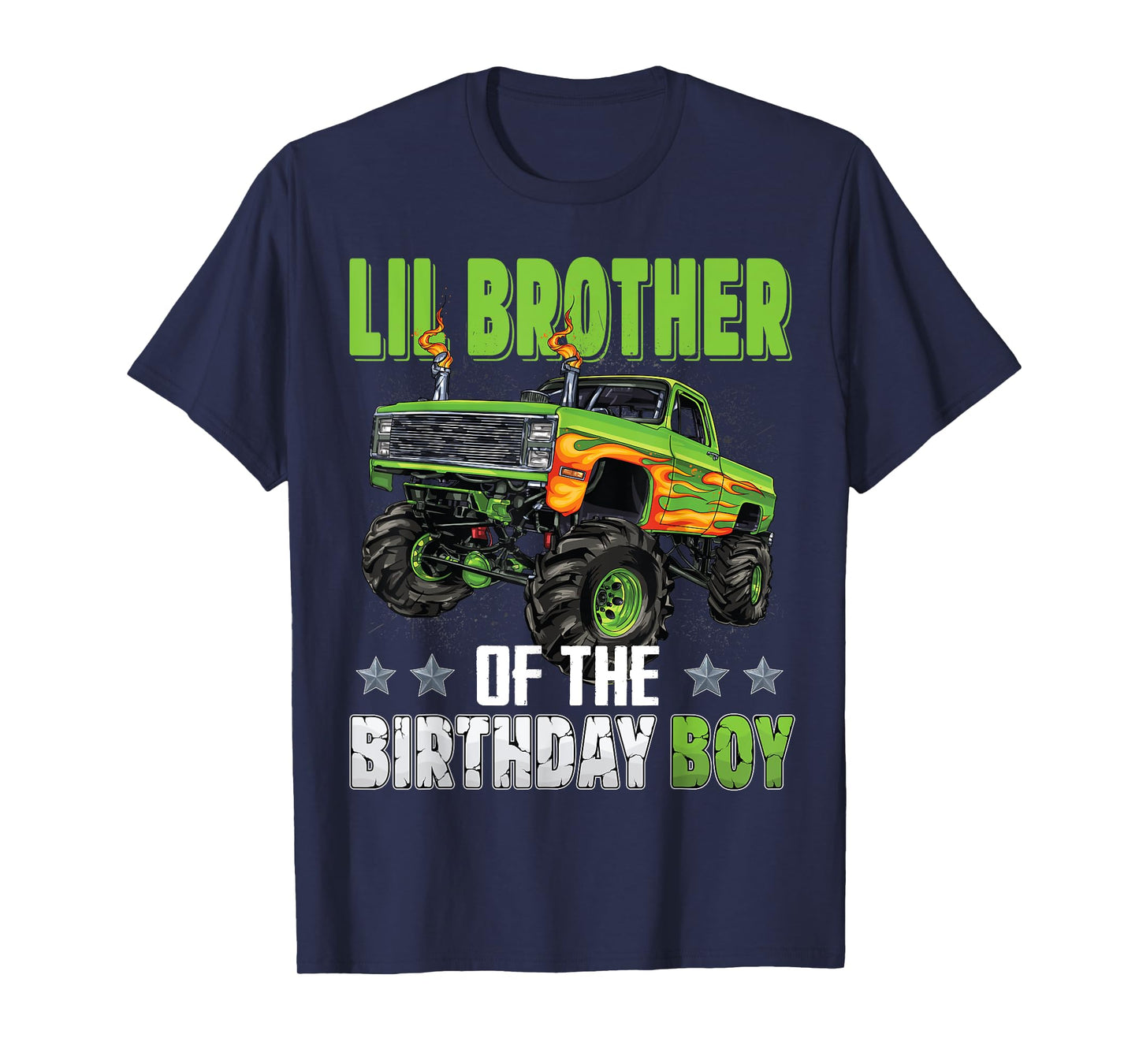 Lil Brother of Birthday Boy Monster Truck Family Matching T-Shirt