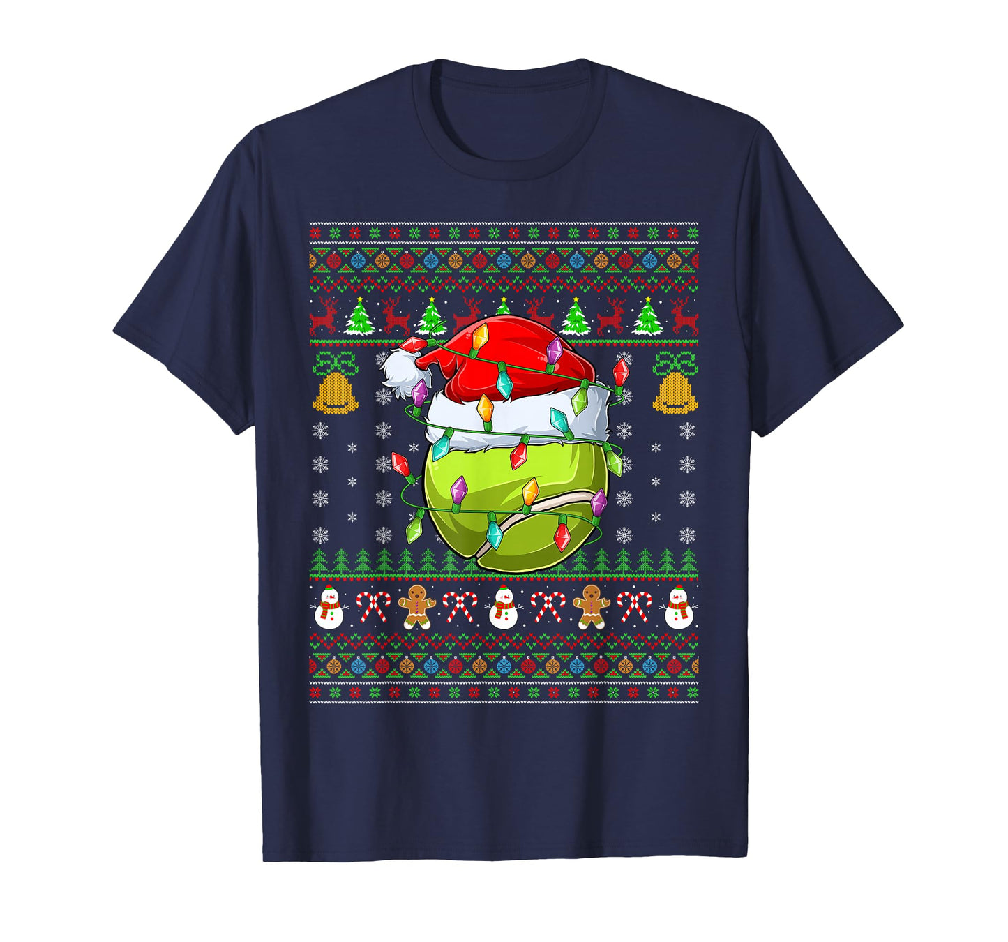Tennis Ball Ugly Christmas Sweater Sports Player Funny Xmas T-Shirt