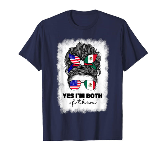 Half Mexican and American Mexico America USA Flag Girl Woman T-Shirt