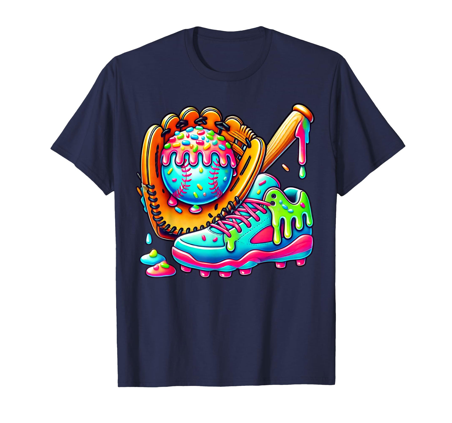Ice Cream Drip Baseball Stuff Baseball Drip For Boys Graphic T-Shirt