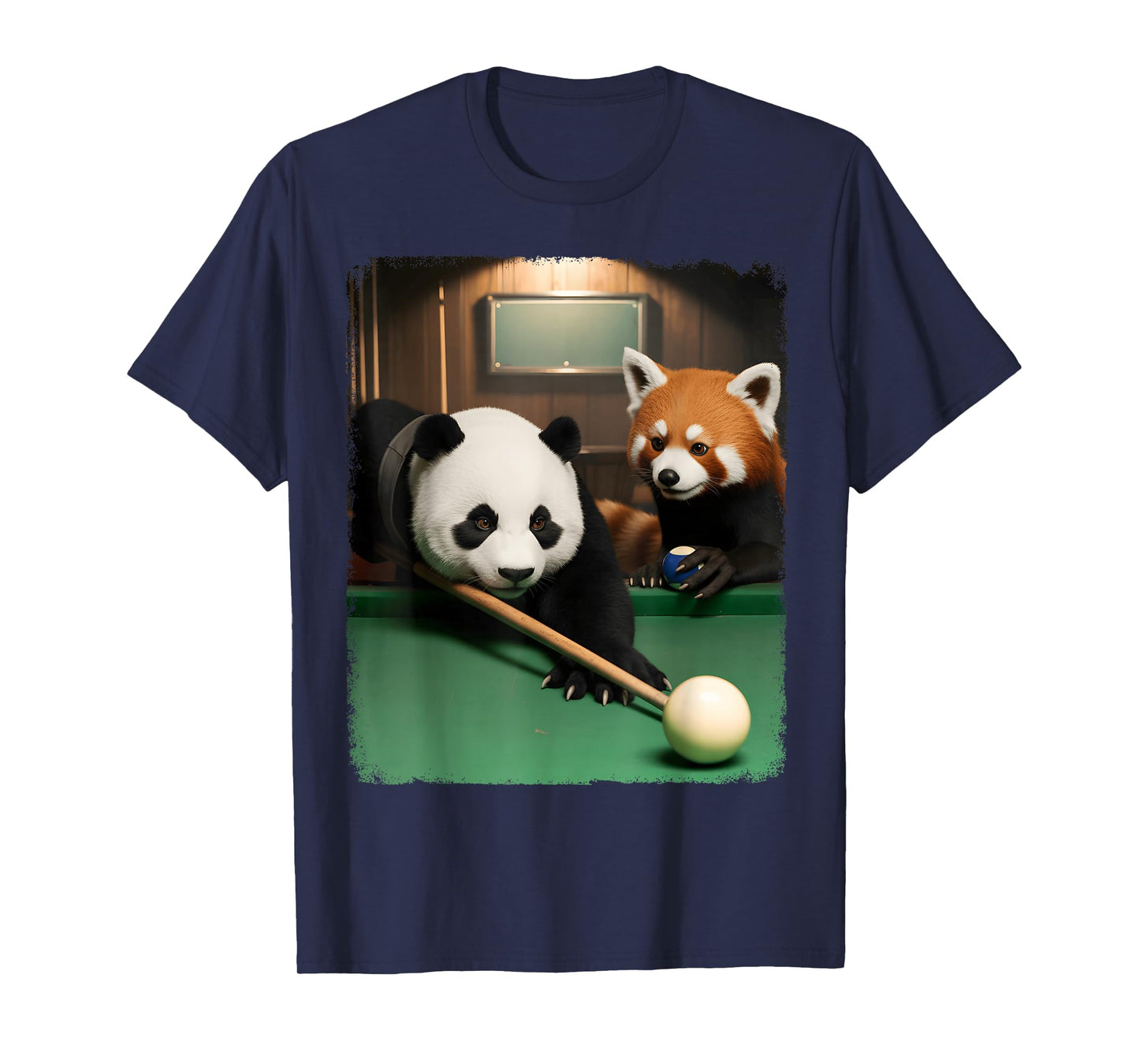 Funny Red Fox Panda Pool Game Billiard Lover Art Design T-Shirt