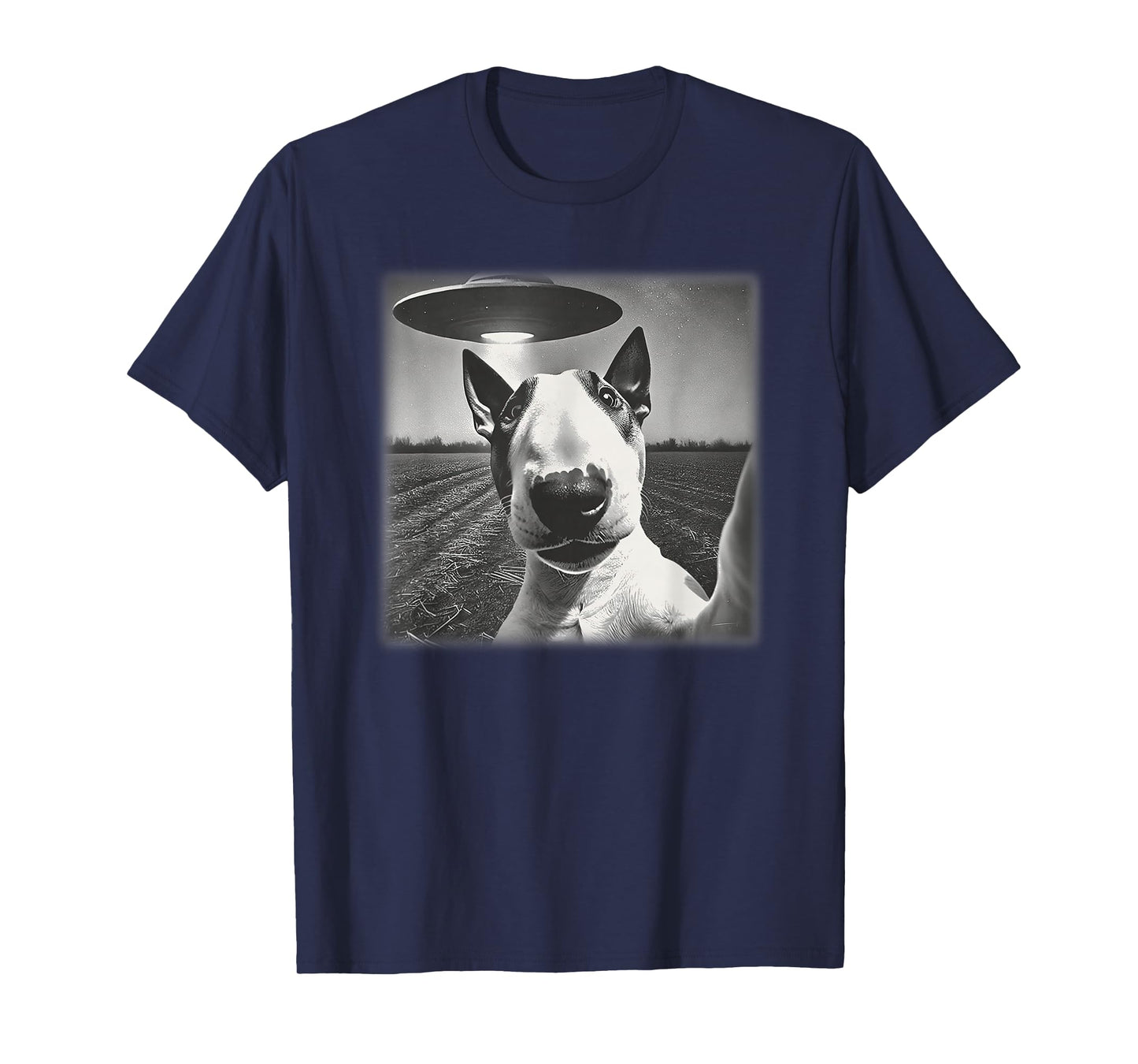 Vintage English Bull Terrier UFO Alien Selfie Dog Mom Dad T-Shirt