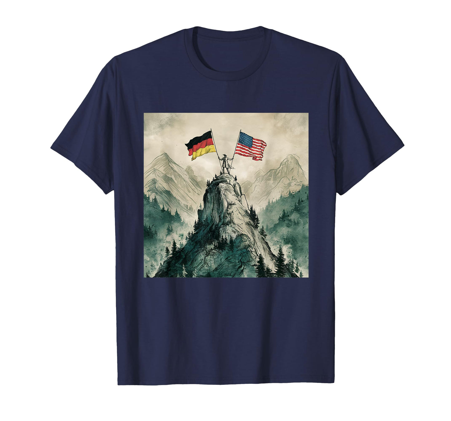 USA and Germany Flags - Historic Mountaintop Victory T-Shirt