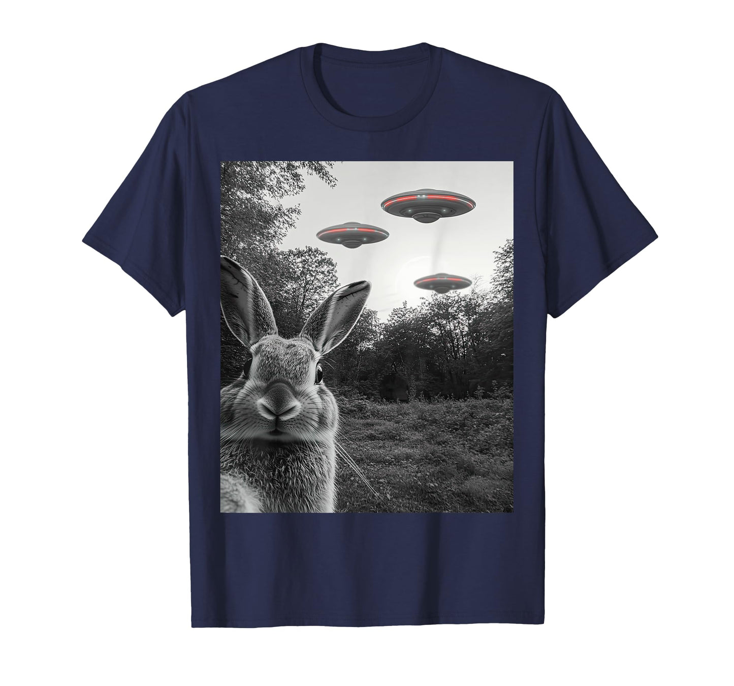 Rabbit Selfie With Alien UFO Men Women Boys Girls Kids T-Shirt