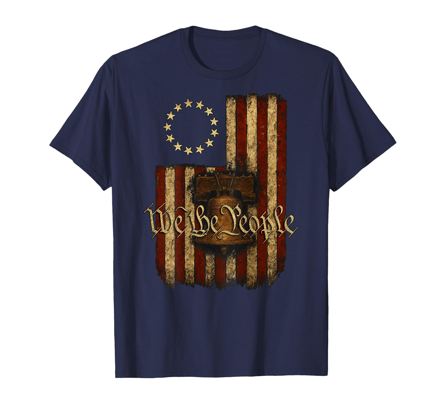 On Back Patriotic Betsy Ross Flag Liberty Bell We The People T-Shirt