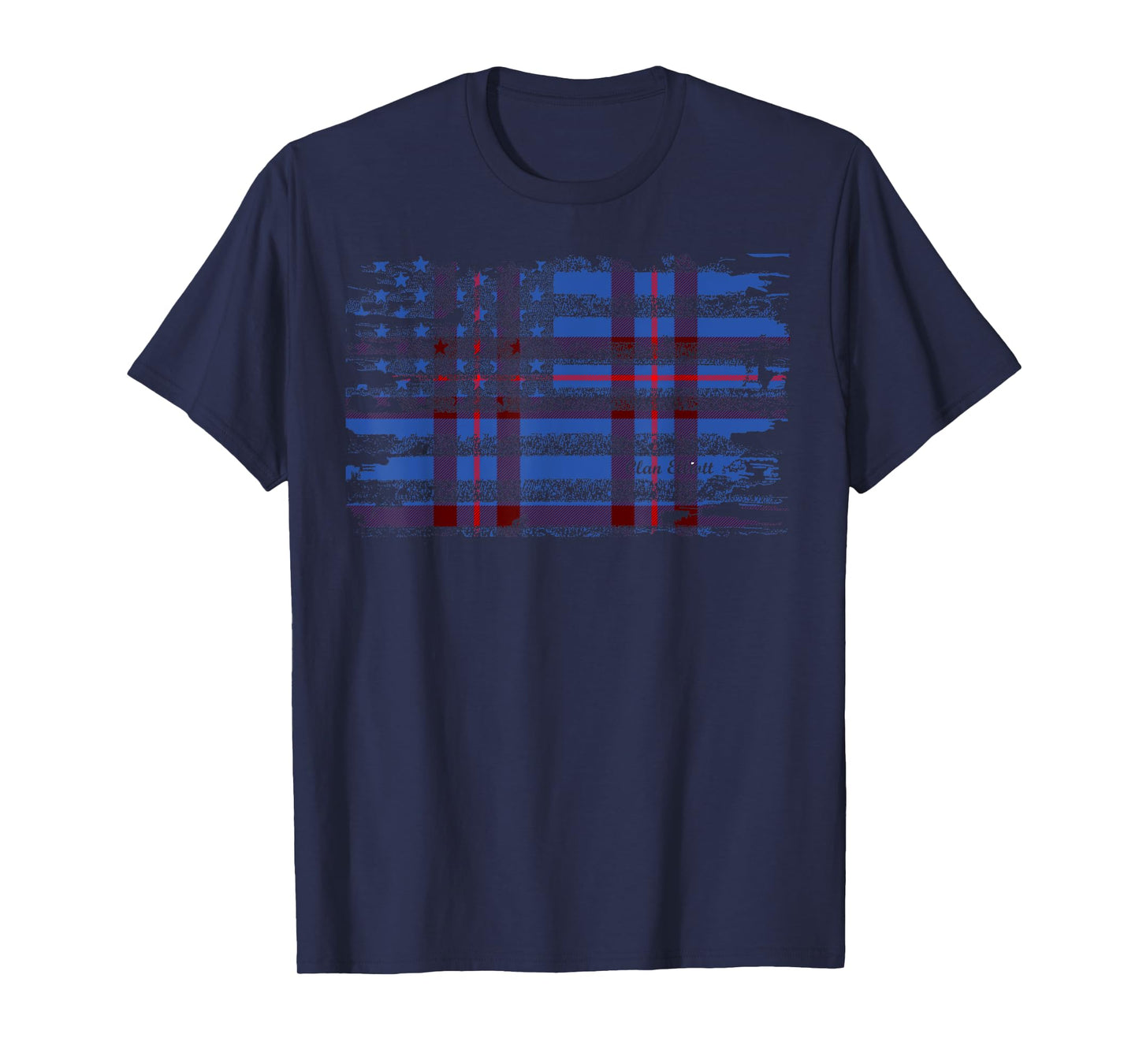 Clan Elliott American Flag Scottish Tartan T-Shirt