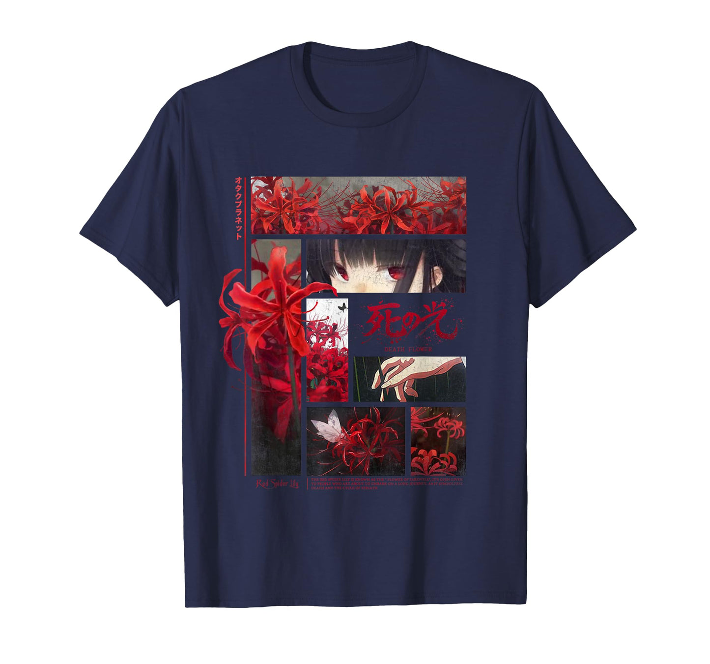Japanese Spider Lilies Anime Flower in Soft Grunge Aesthetic T-Shirt