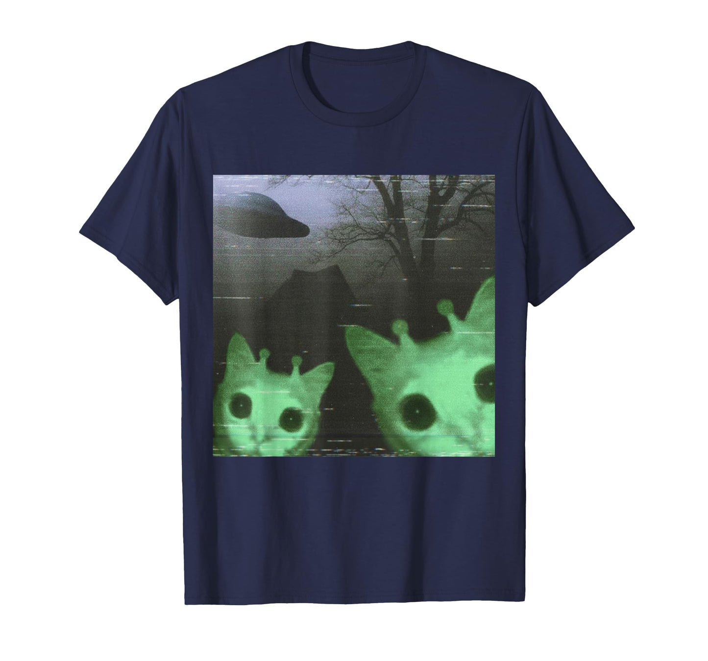 Alien Cats UFO Funny Creepy Cat Meme Gifts for Men Women Kid T-Shirt