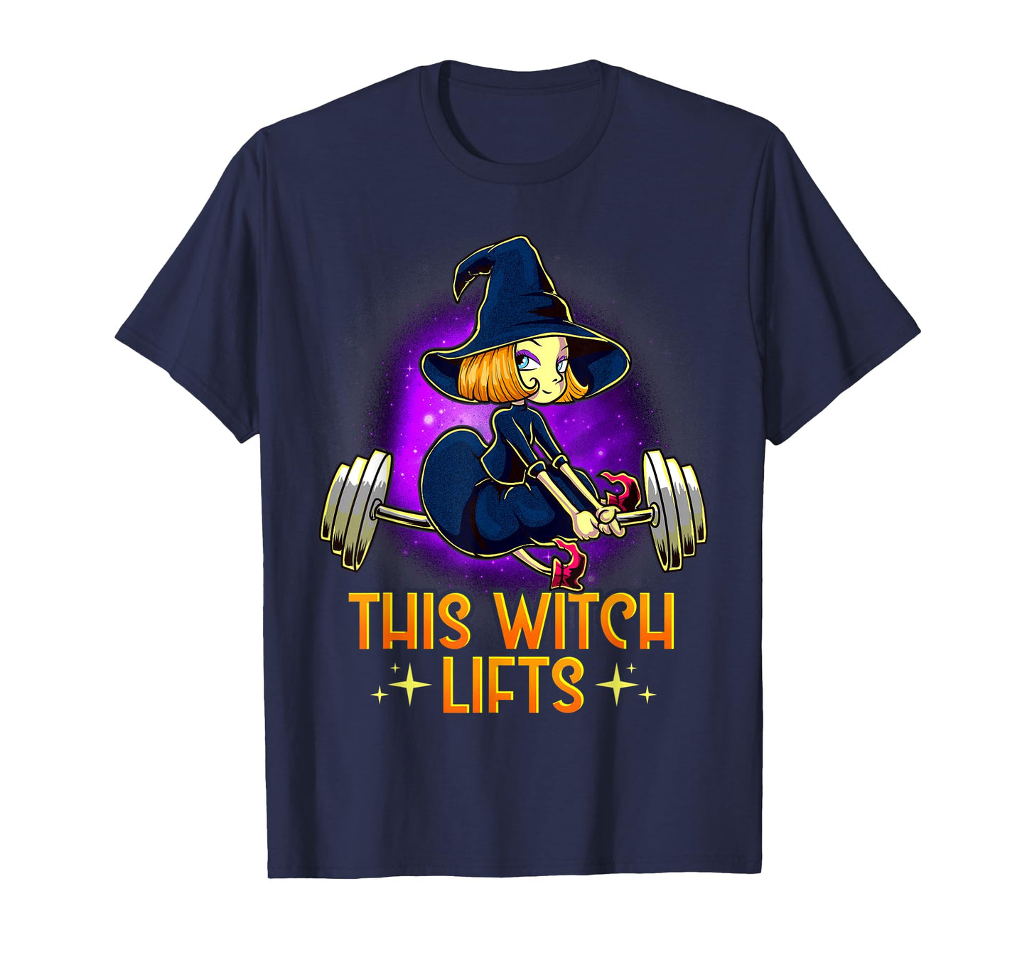 This Witch Lifts Funny Halloween Barbell Fitness Gym Witch T-Shirt