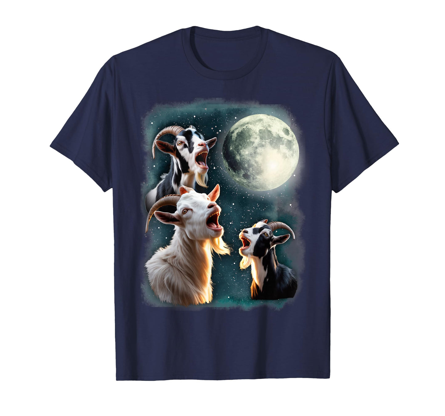 Three Goats Howl at Moon 3 Wolfs Wolves Weird Cursed Meme T-Shirt