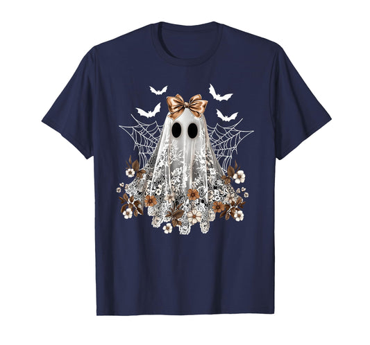 Lace Ghost Coquette Bow Vintage Women Girls Halloween Girly T-Shirt