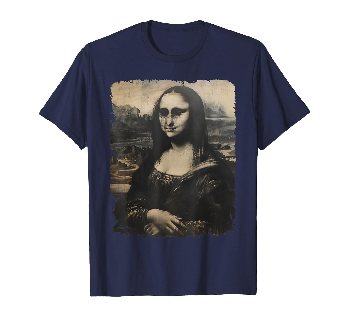 Scary Mona Lisa Creepy Halloween Portrait Men Women T-Shirt
