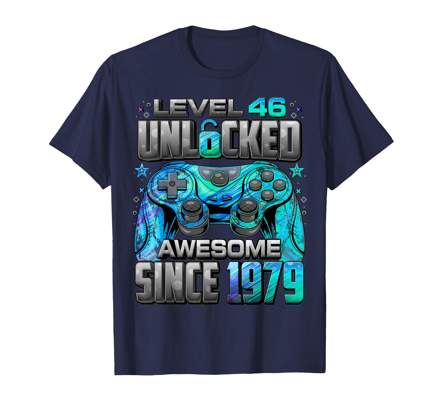 Level 46 Unlocked Awesome Since 1979 46th Birthday Gaming T-Shirt