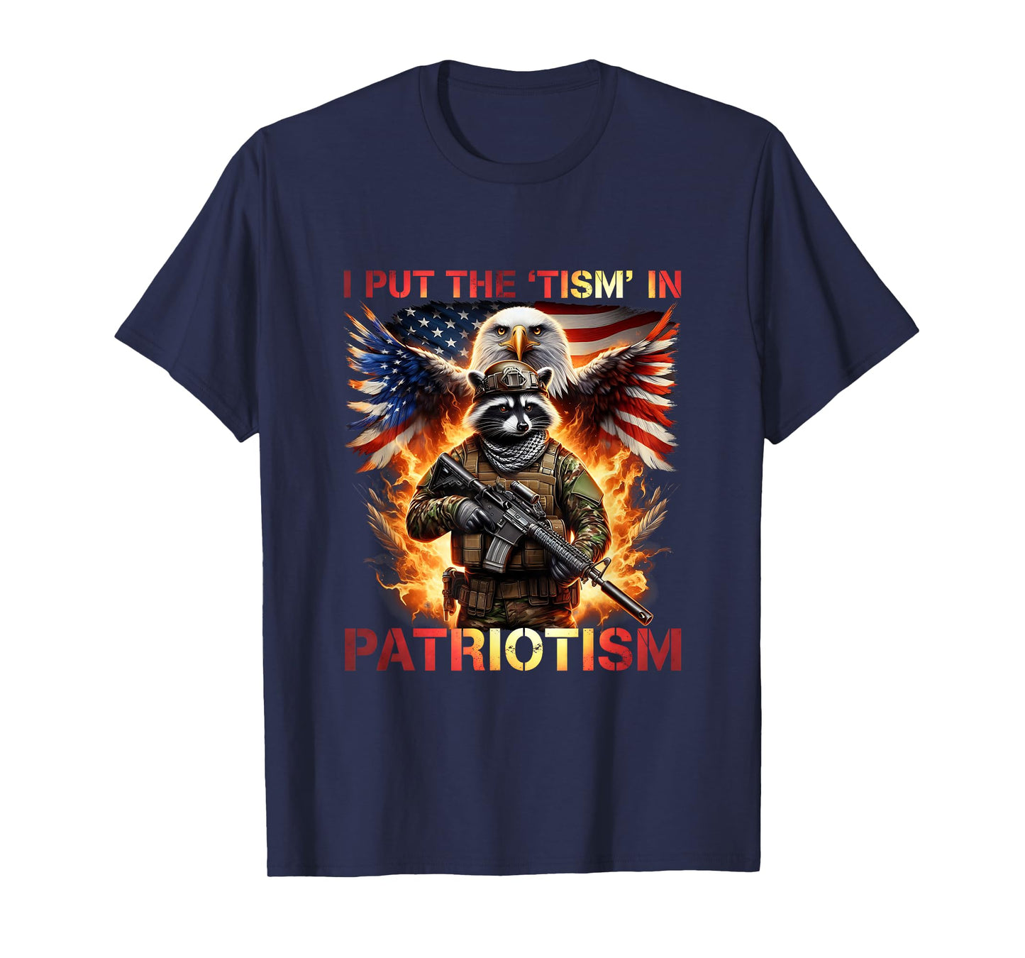 Raccoon USA Flag Put The “Tism” in Patriotism Retro Eagle T-Shirt
