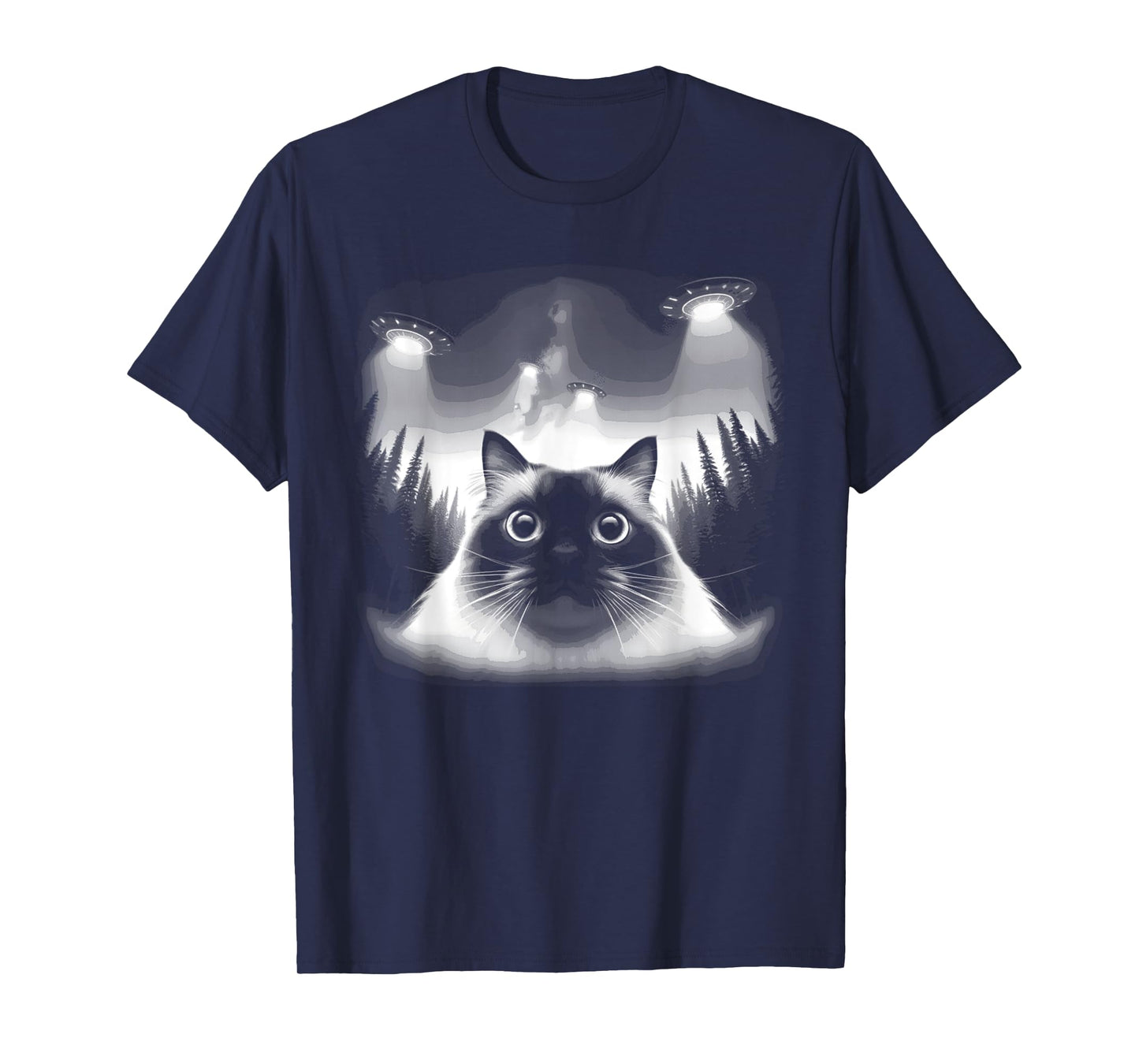 Birman Cat Selfie With UFO - Funny Graphic Alien Lover T-Shirt