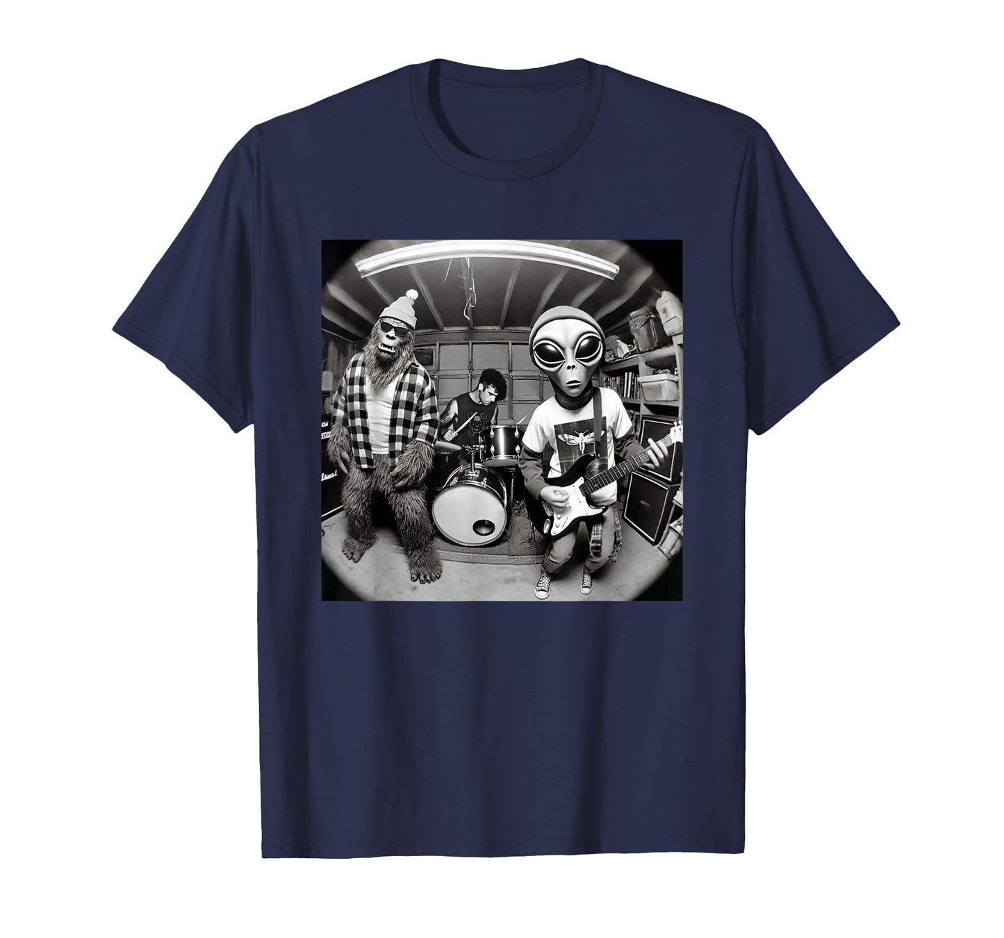 Garage Band Funny Bigfoot Alien 90s Grunge Rock Sasquatch T-Shirt