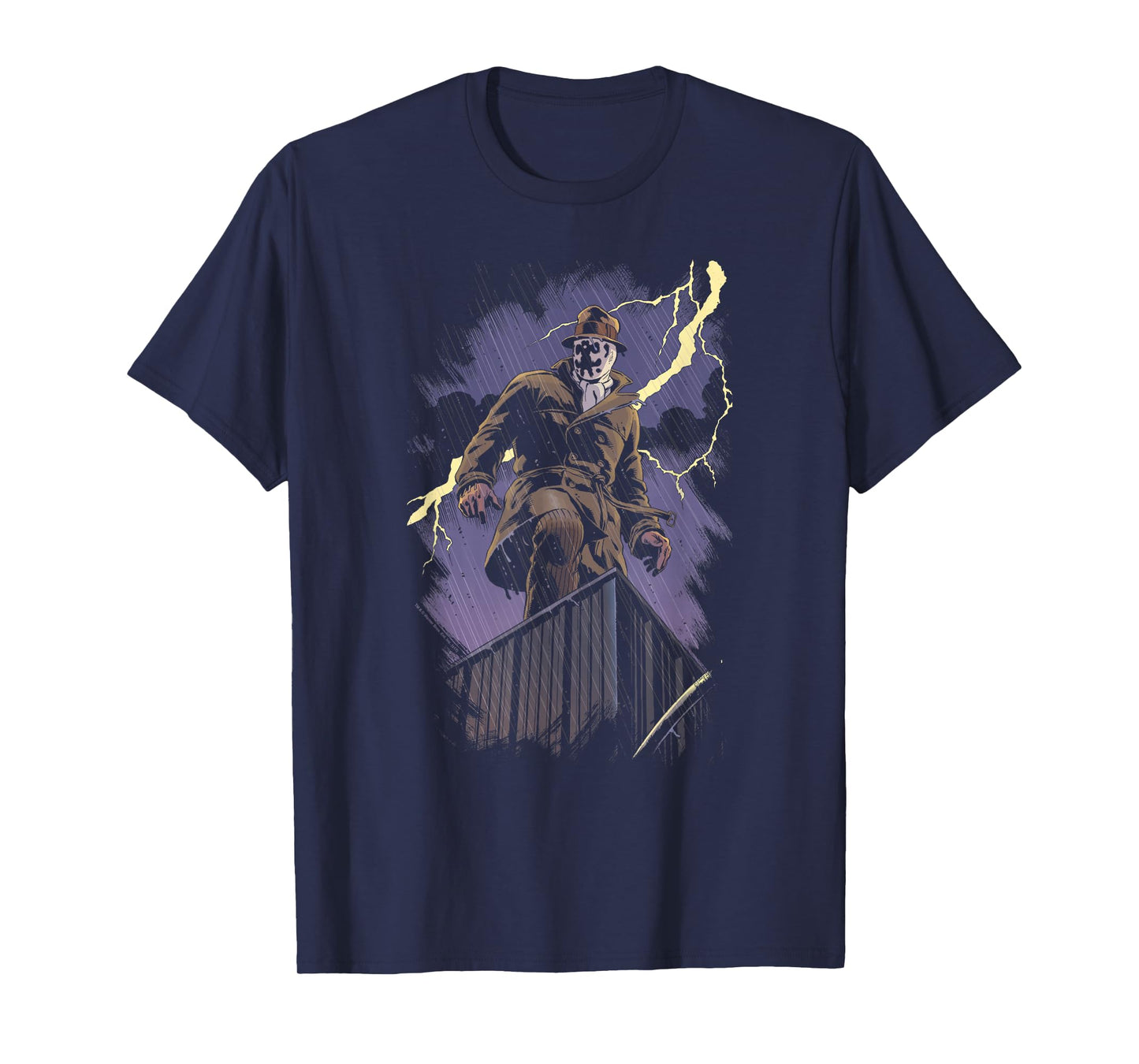 DC Comics Watchmen Rorschach Night Unisex-Adults Black Cotton Modern Cartoon T-Shirt