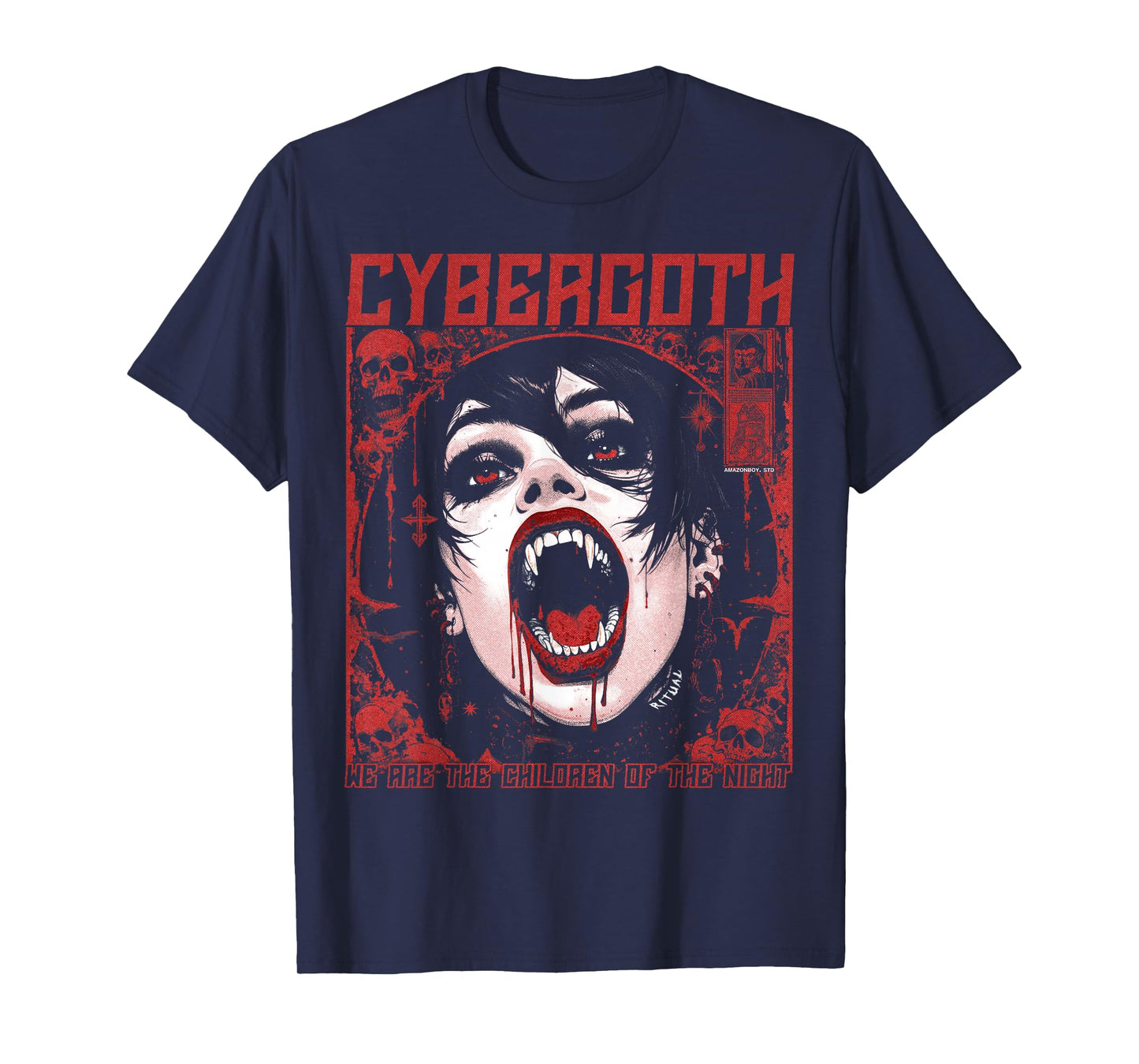 Cybergoth Creepy Manga Anime Gothic Vampire Alt Goth Grunge T-Shirt