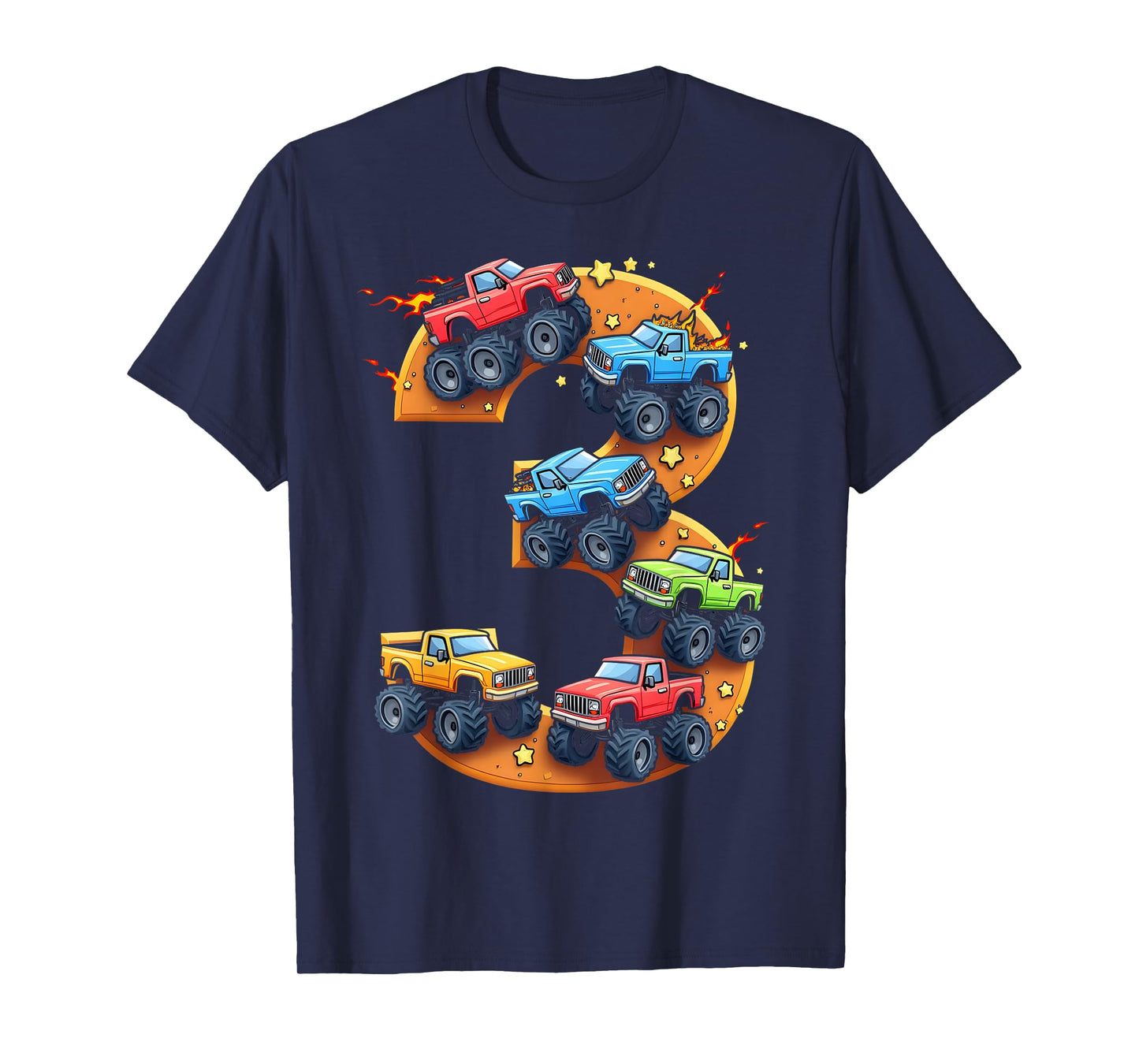 3 Year Old Monster Truck Boy Toddler 3rd Birthday Party T-Shirt