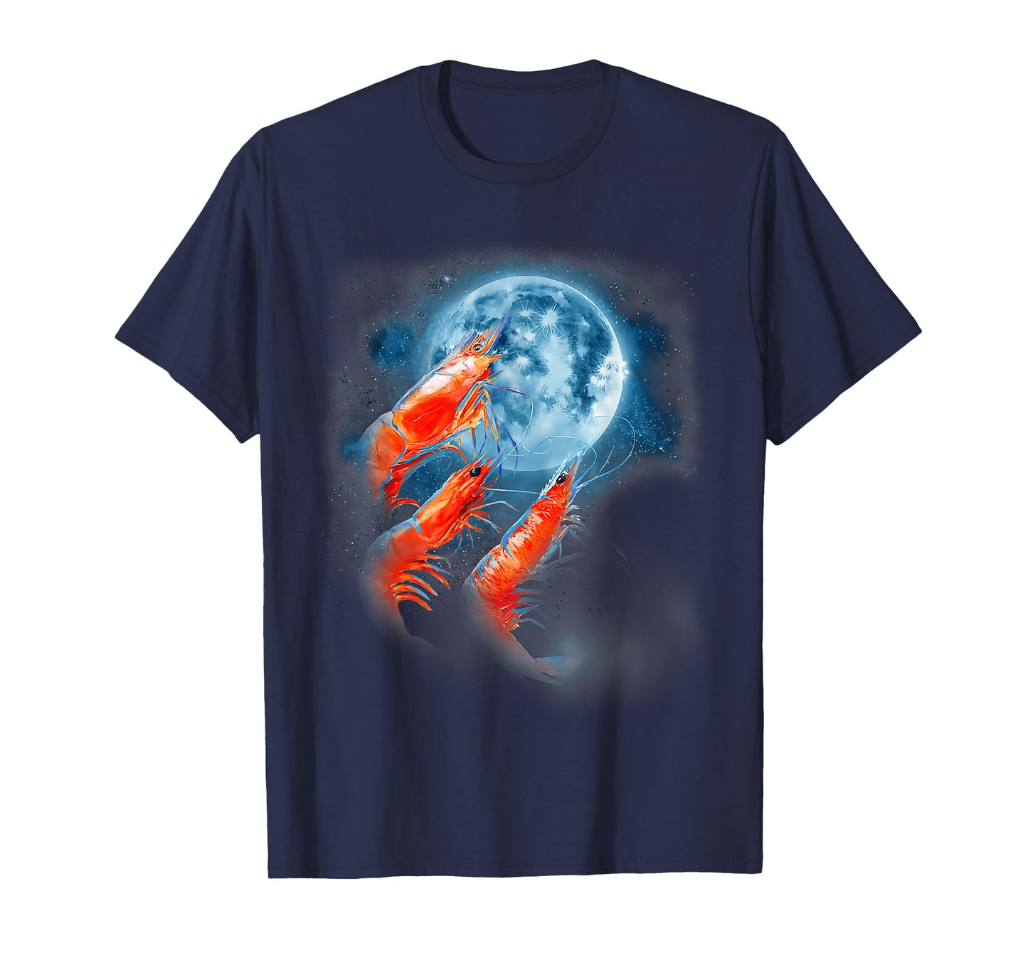 Three Shrimp Moon | Funny 3 Shrimp Howling Moon Men Women T-Shirt
