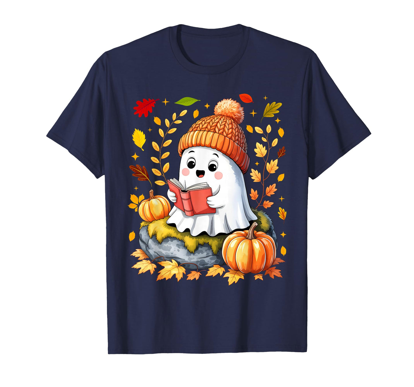 Cute Drinking Coffee Halloween Ghost Ice Womens T-Shirt