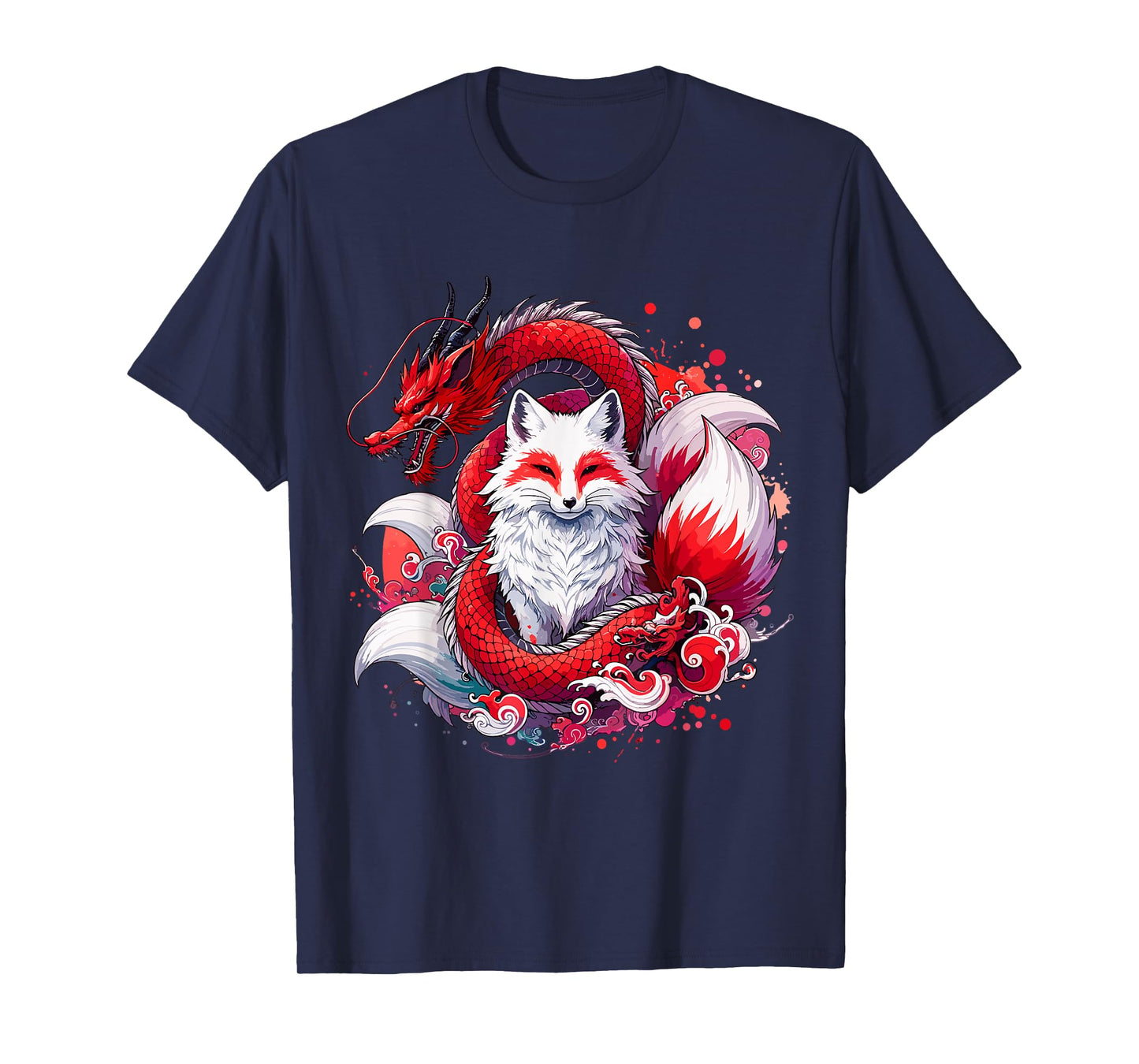 Nine-tailed Fox Kitsune Dragon Japanese T-Shirt
