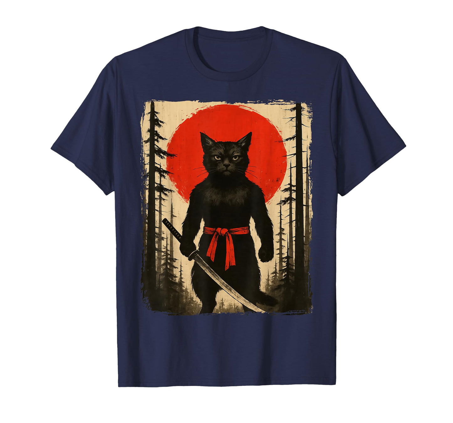Cat Samurai Japanese Sword Anime Cat T-Shirt