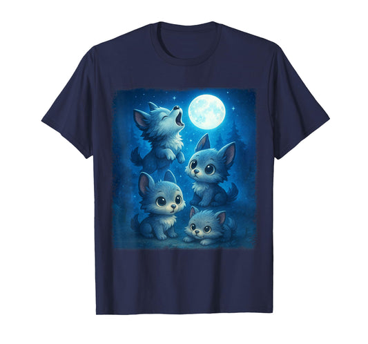 Cute Werewolf Puppy Fantasy Design Howling at Full Moon T-Shirt