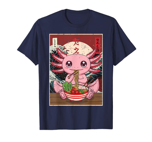 Axolotl Ramen Japanese Funny Graphic Tees Kawaii Anime Gifts T-Shirt